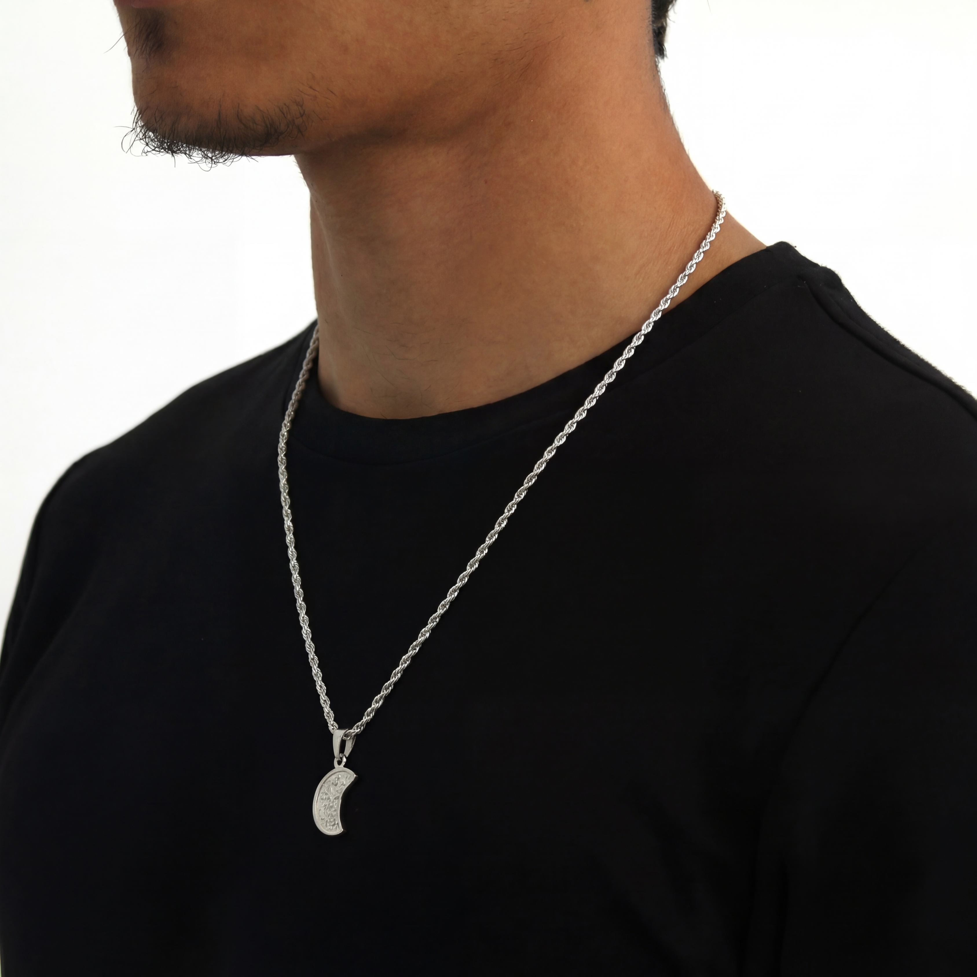 Broken Coin Pendant + Chain (Silver)