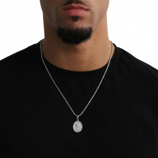 St. Michael Hanger + Ketting (Zilver)