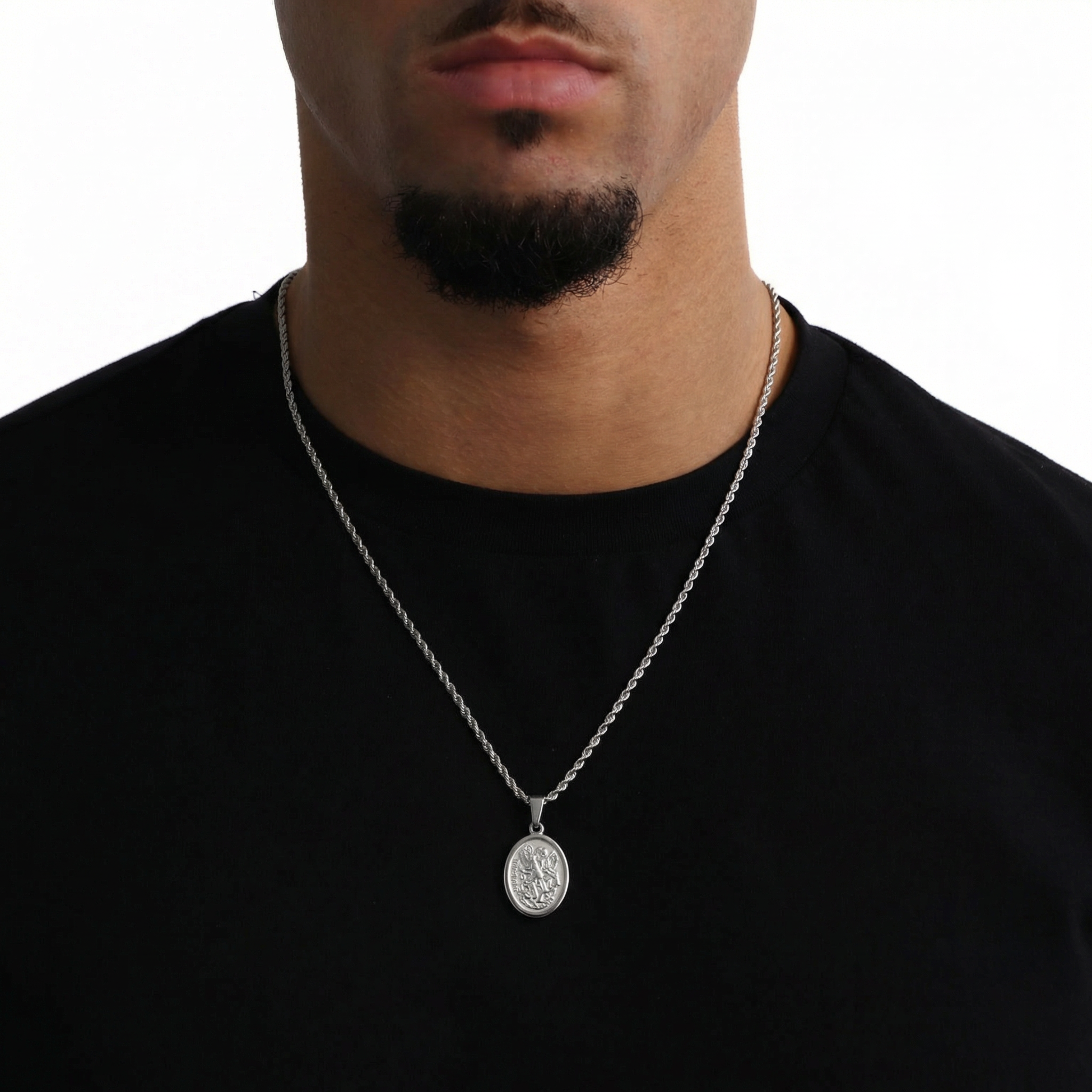 St. Michael Hanger + Ketting (Zilver)