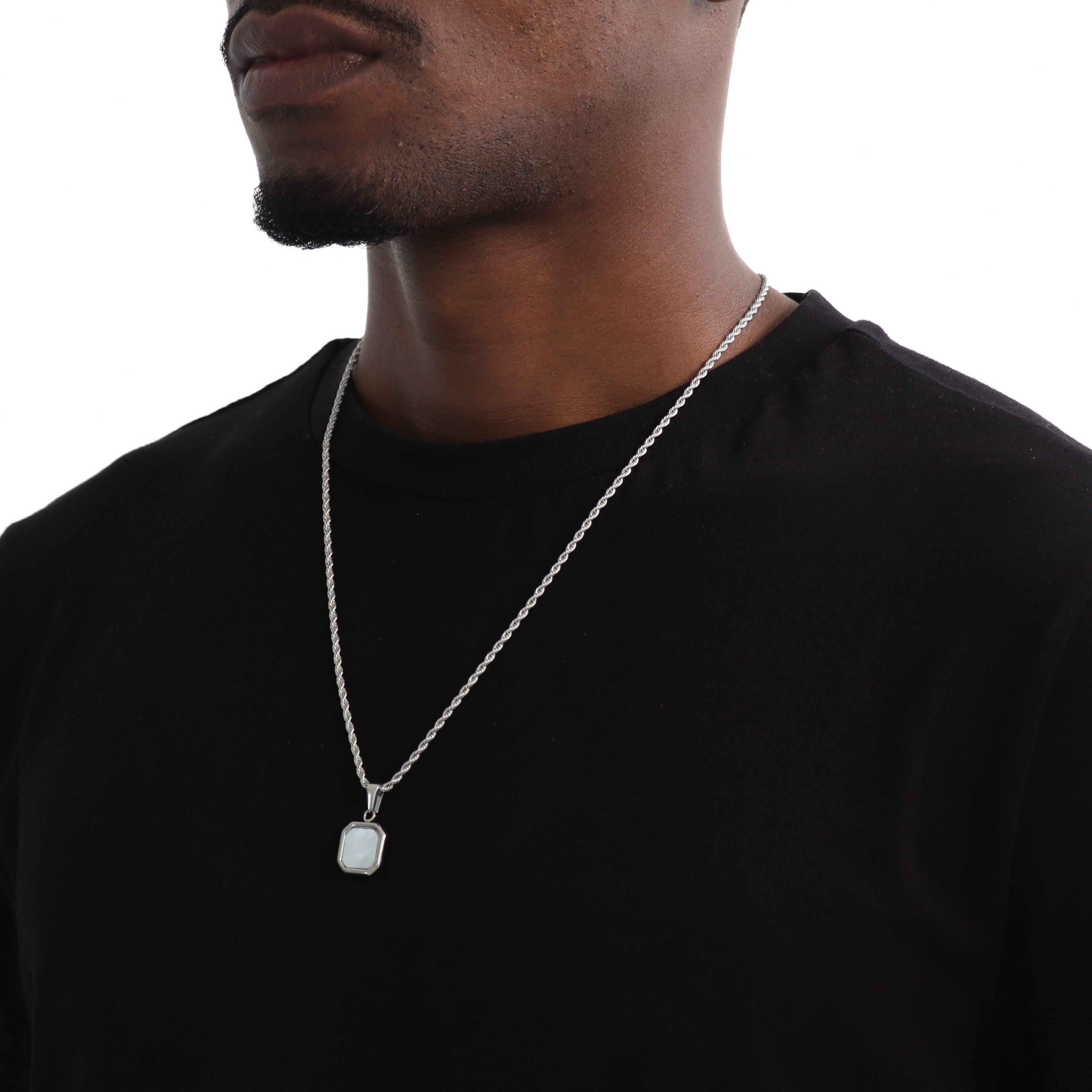 Stone Moon Hanger + Ketting (Zilver)