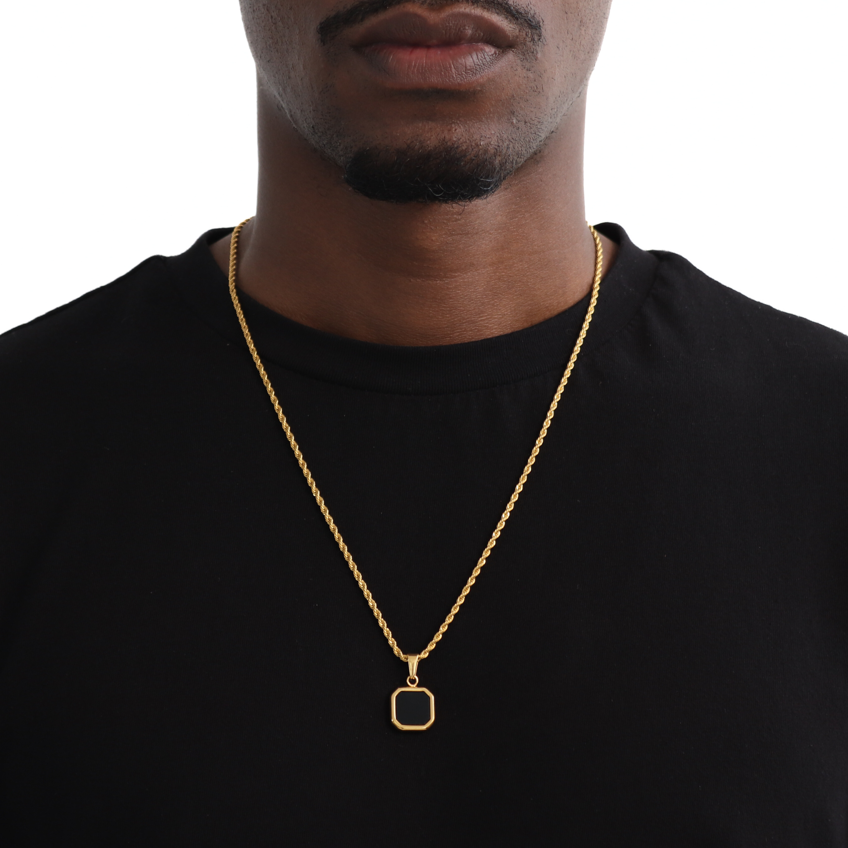 Stone Black Hanger + Ketting (Goud)