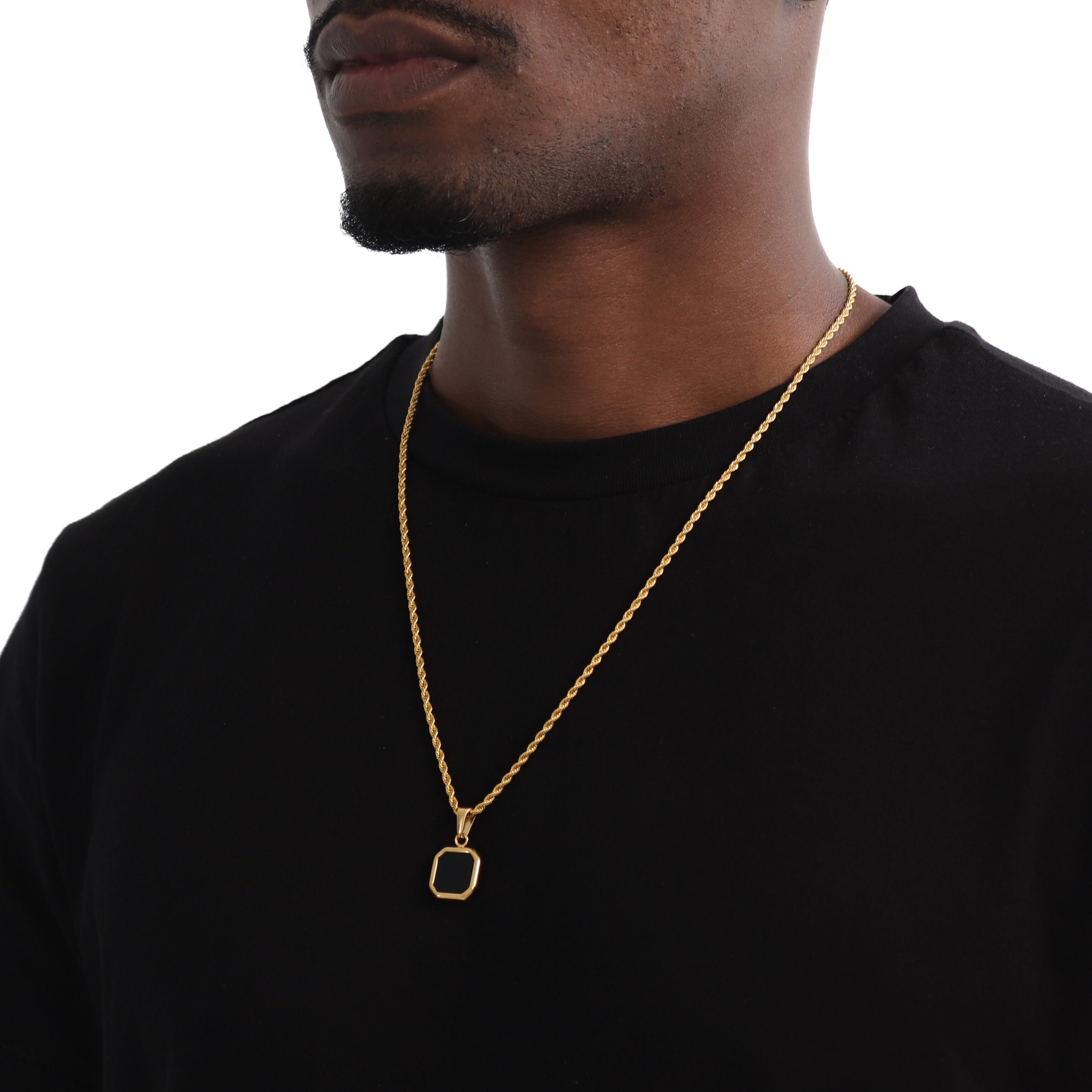 Stone Black Hanger + Ketting (Goud)