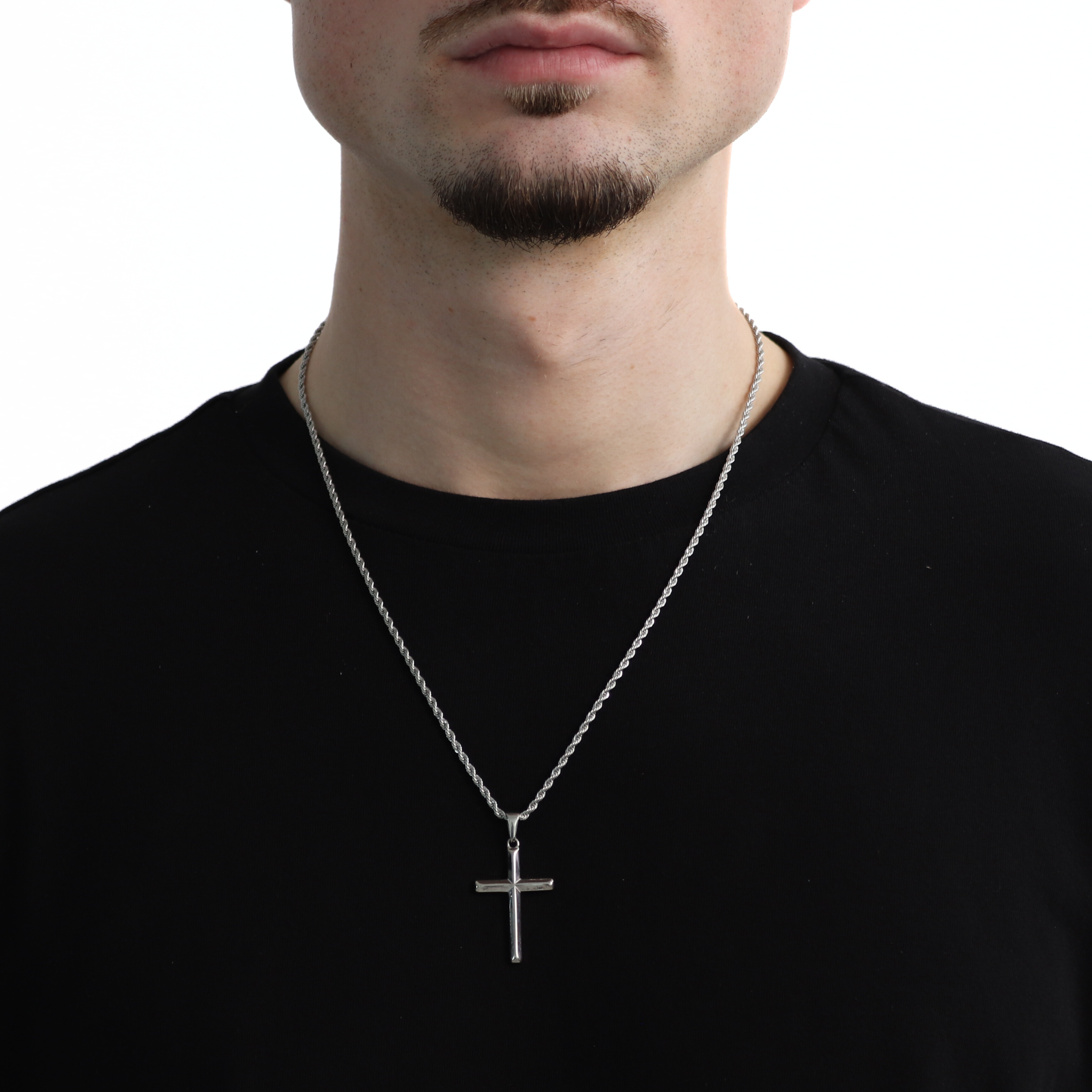 Cross Hanger + Ketting (Zilver)