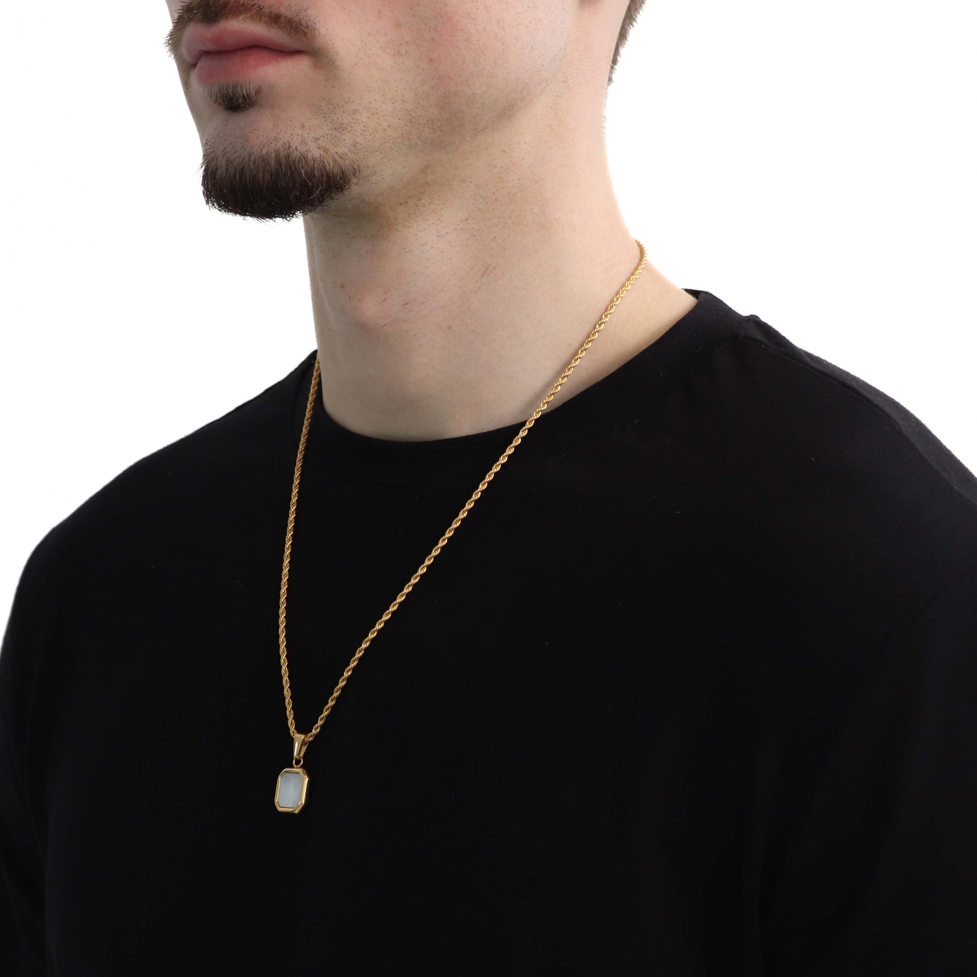 Stone Moon Hanger + Ketting (Goud)