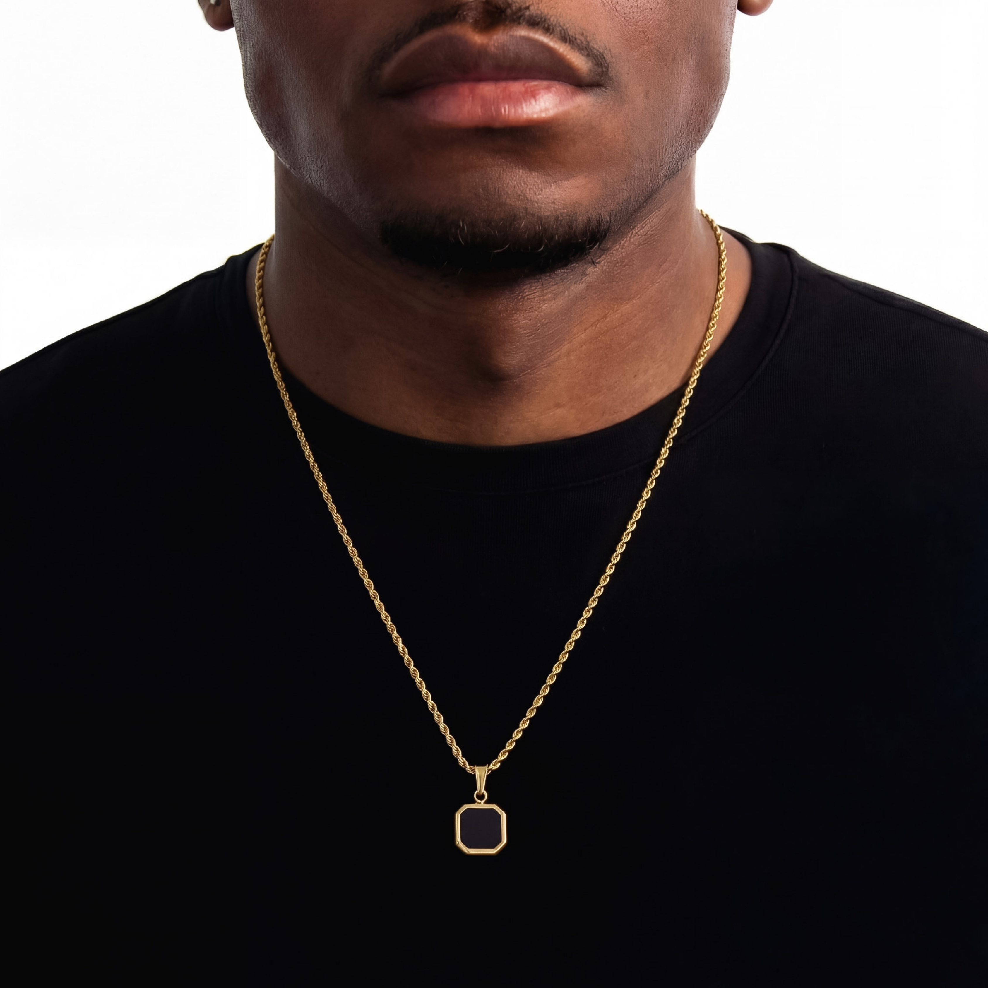 Stone Black Hanger + Ketting (Goud)