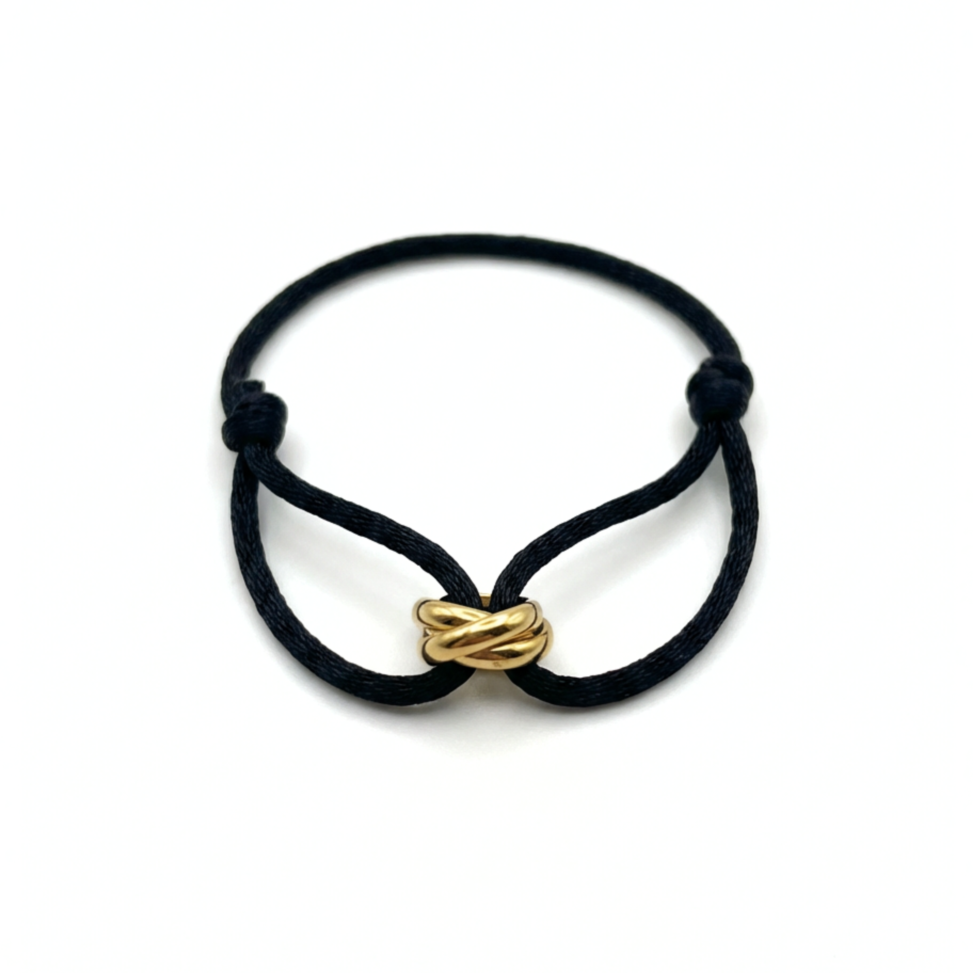 Cord Armband — Ring Gold / Black