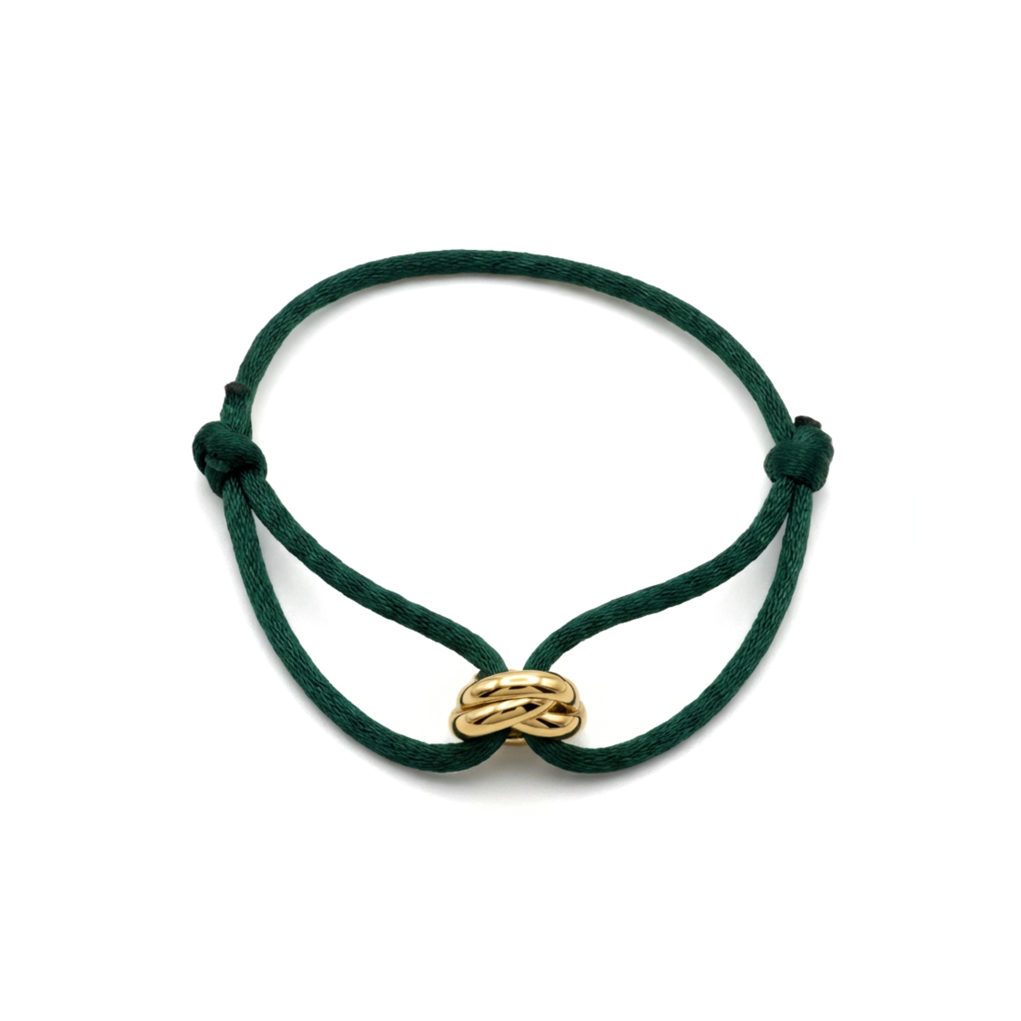 Cord Armband — Ring Gold / Forest Green