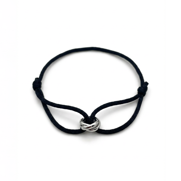 Cord Armband — Ring Silver / Black
