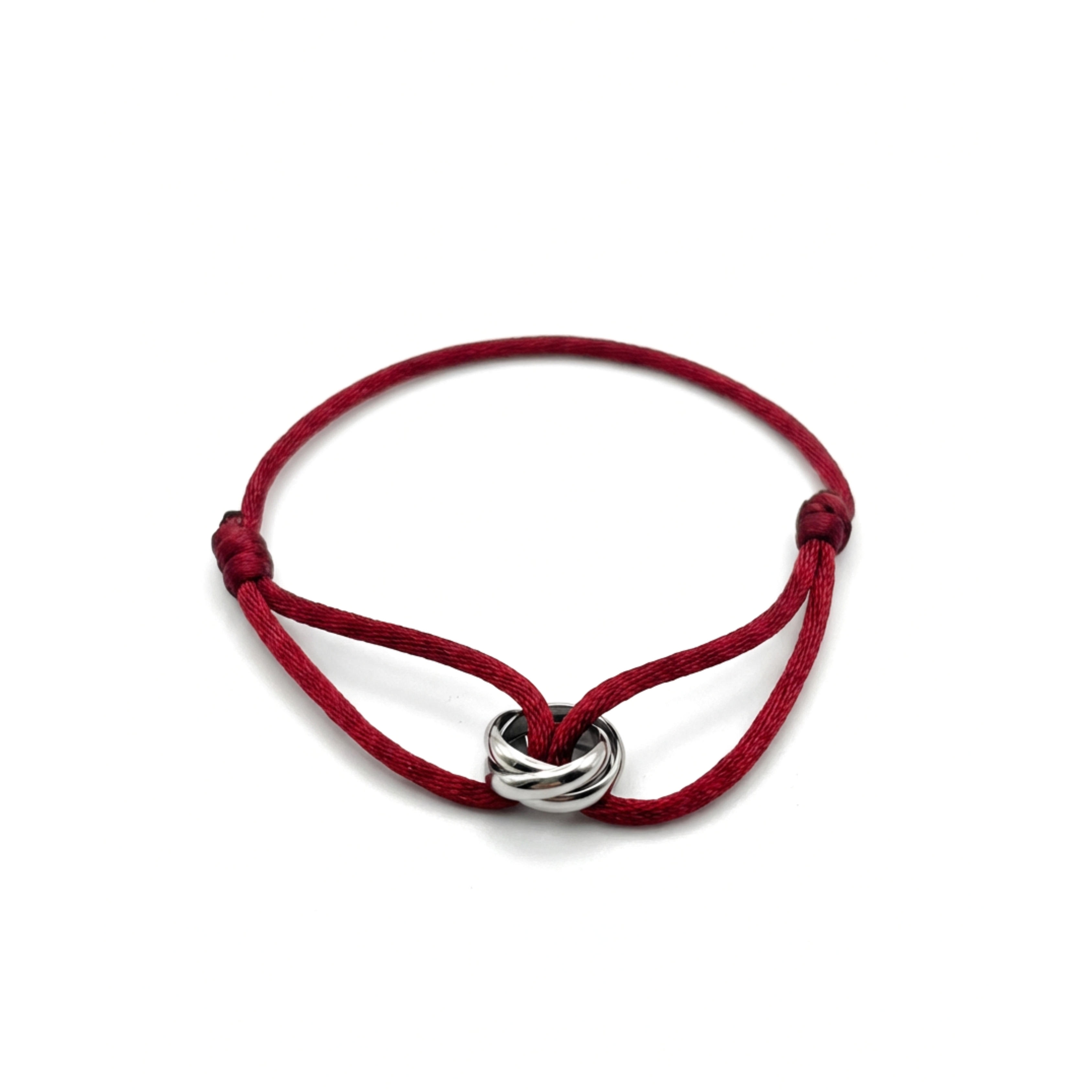 Cord Armband — Ring Silver / Burgundy