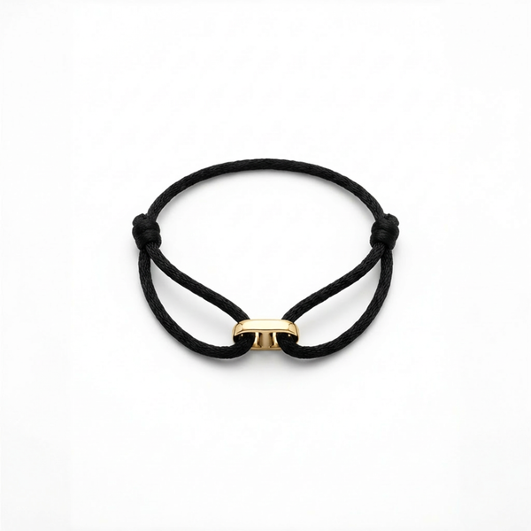 Cord Armband — Bar Gold / Black