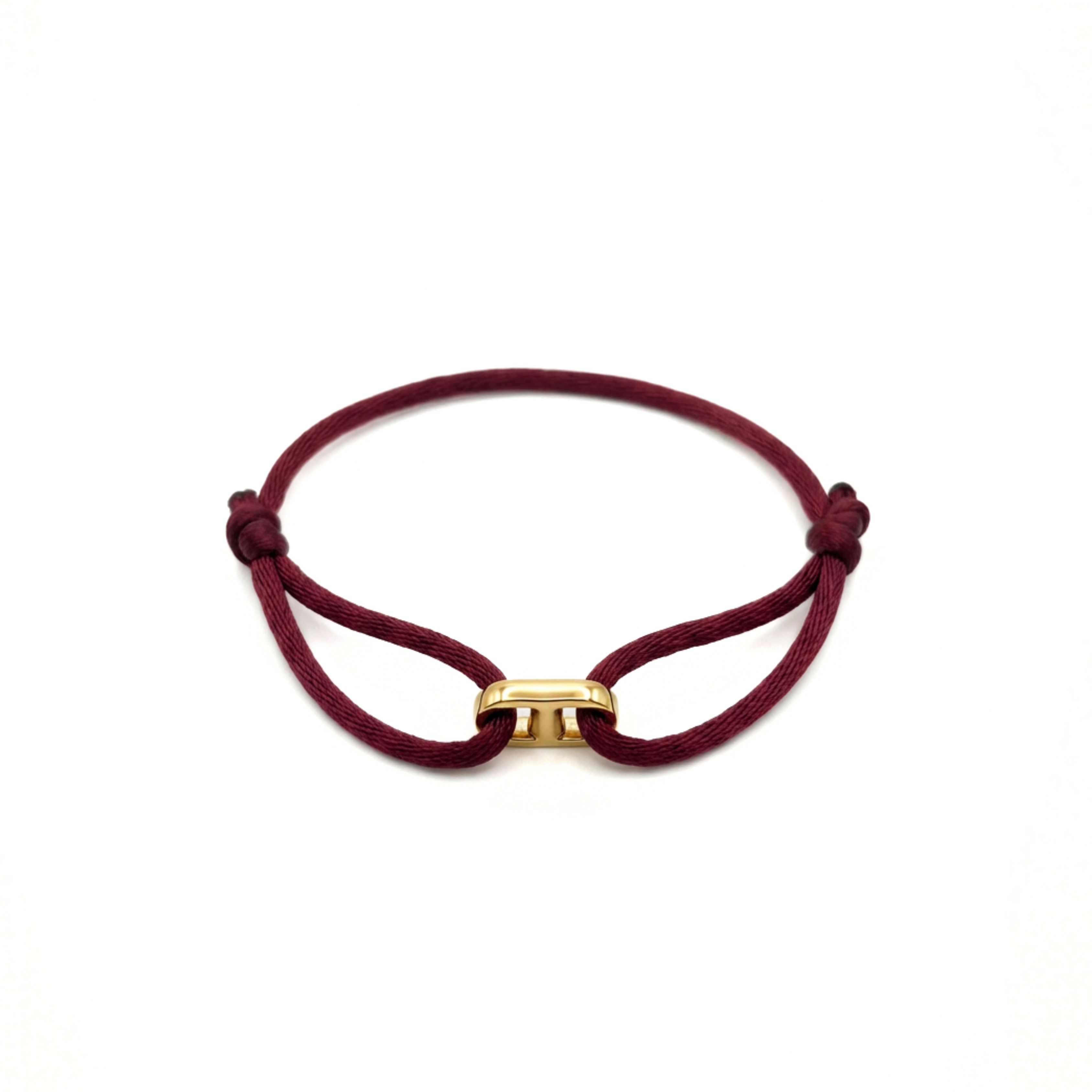 Cord Armband — Bar Gold / Burgundy