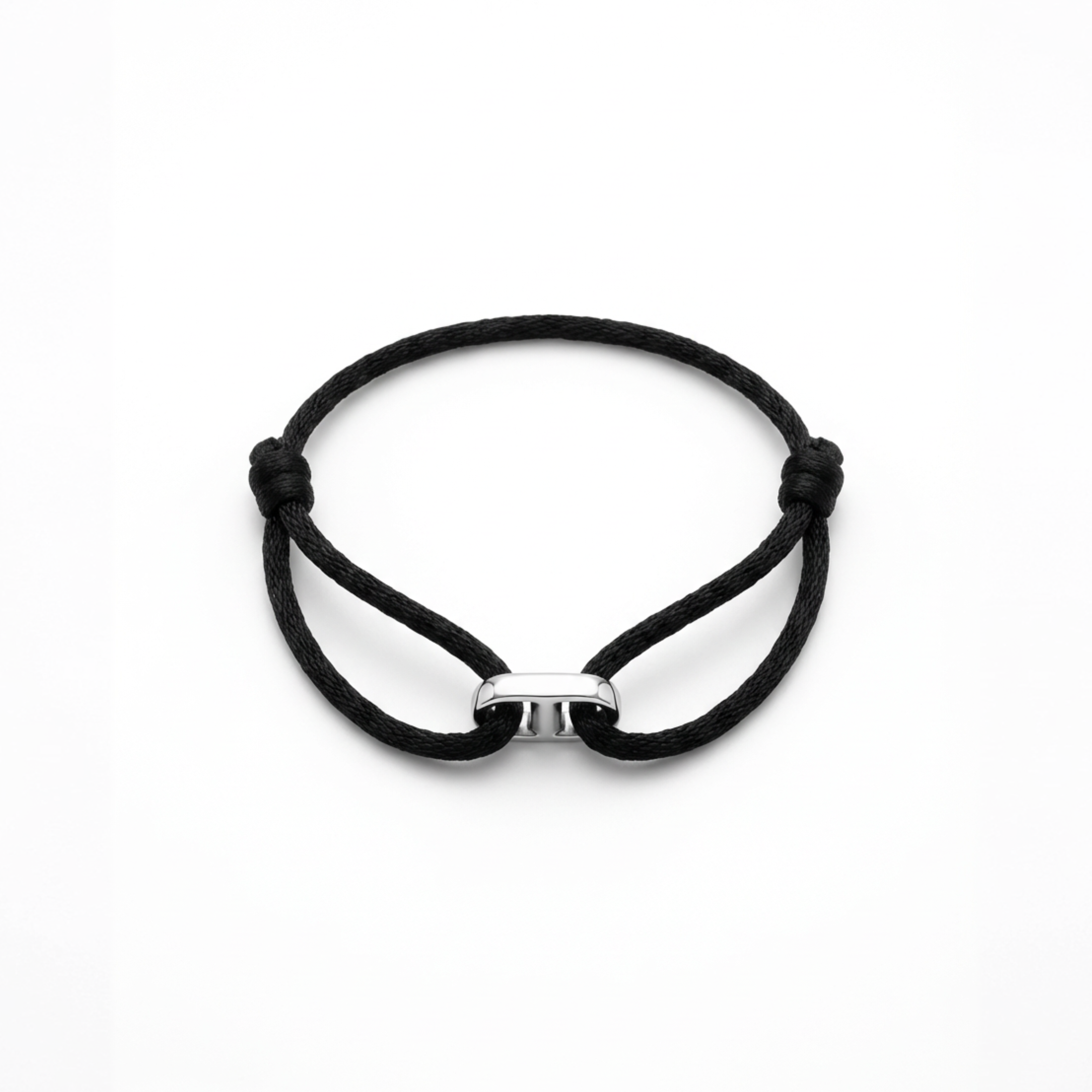 Cord Armband — Bar Silver / Black