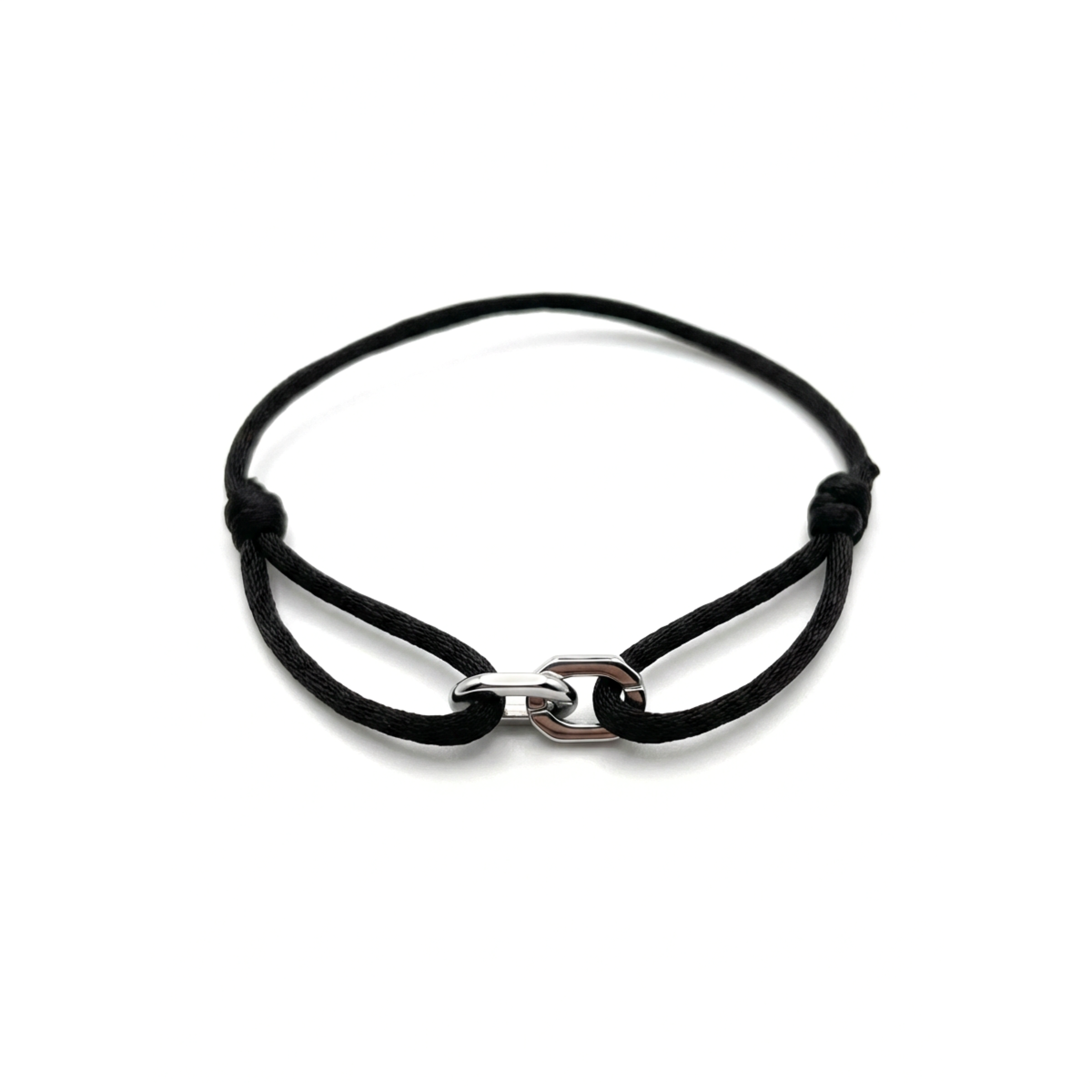 Cord Armband — Link Silver / Black