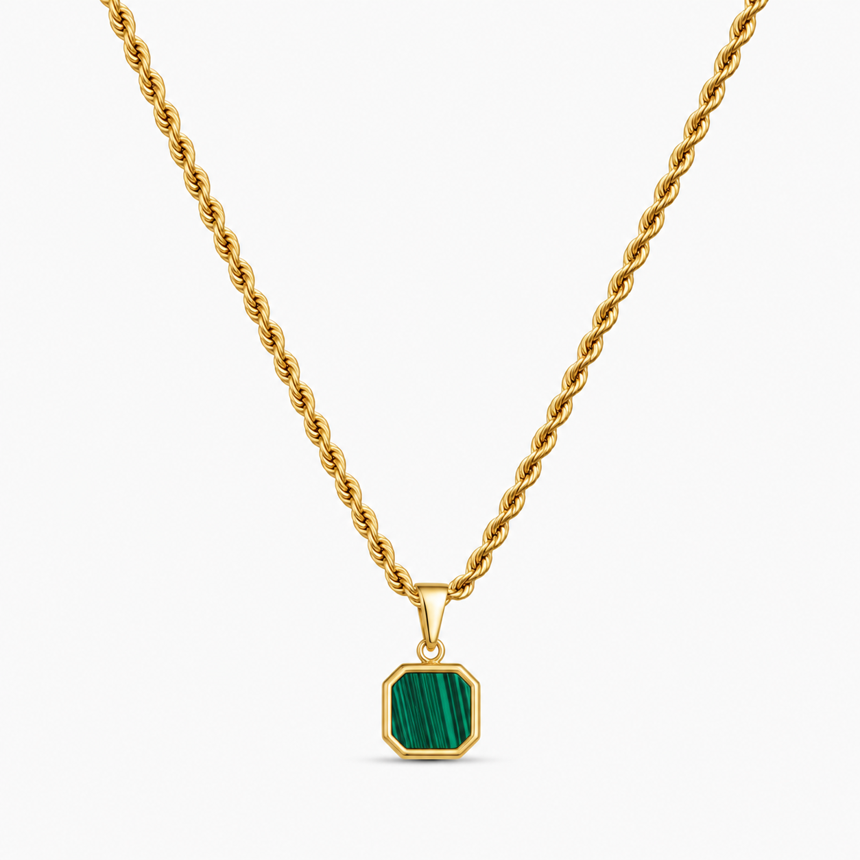 Stone Emerald Hanger + Ketting (Goud)