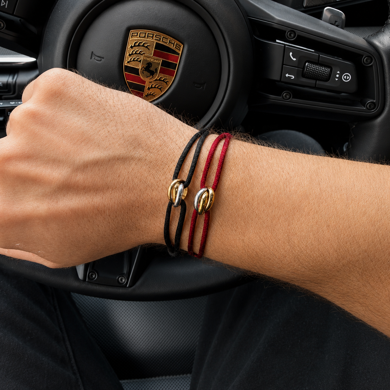 Cord Armband — Ring Tri-Tone / Burgundy