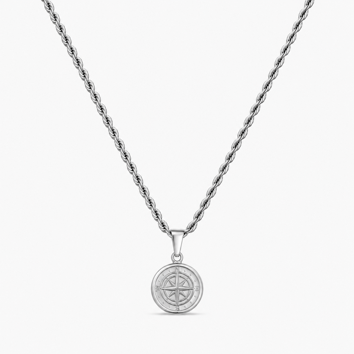 Compass Pendant + Chain (Silver)