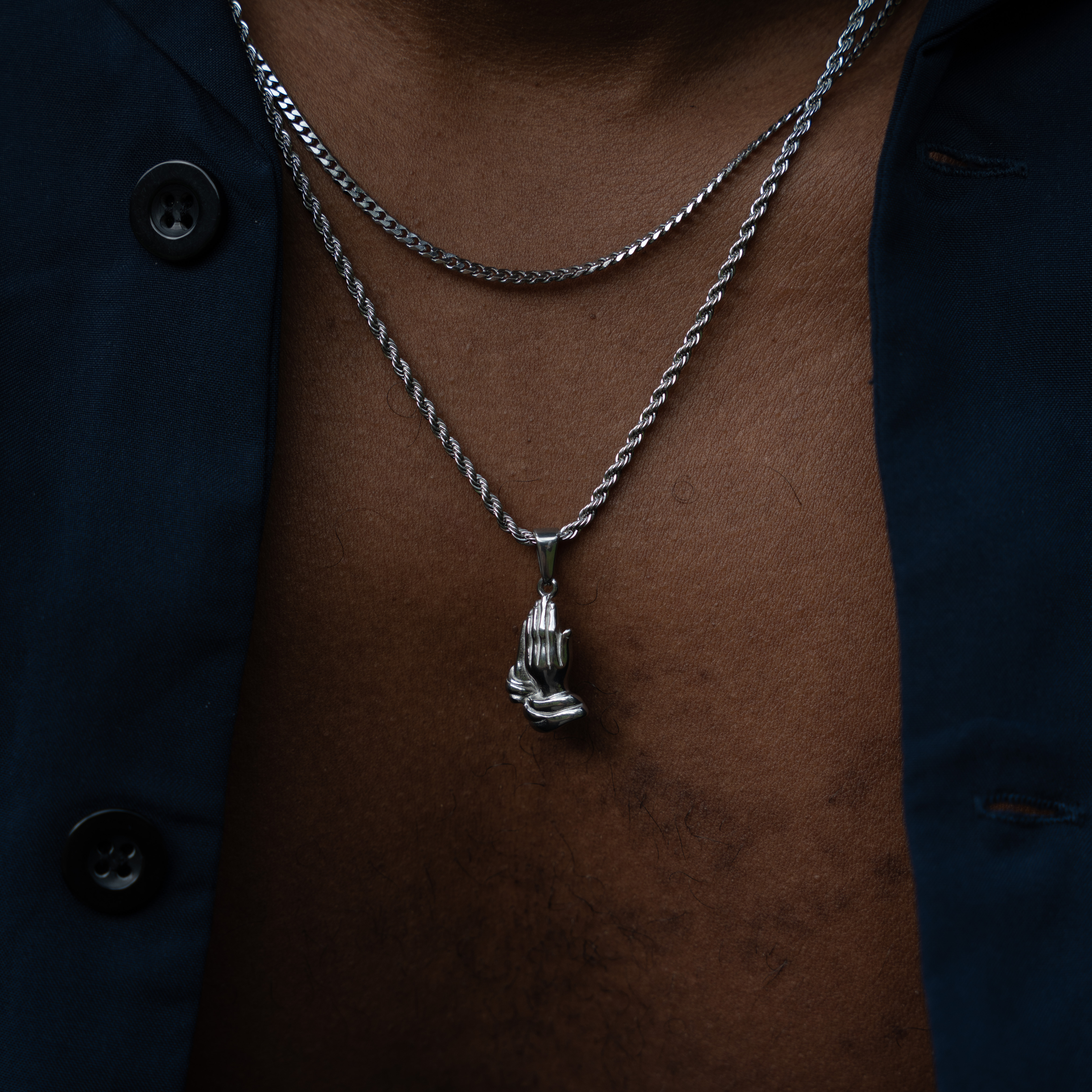 Hands Pendant + Chain (Silver)