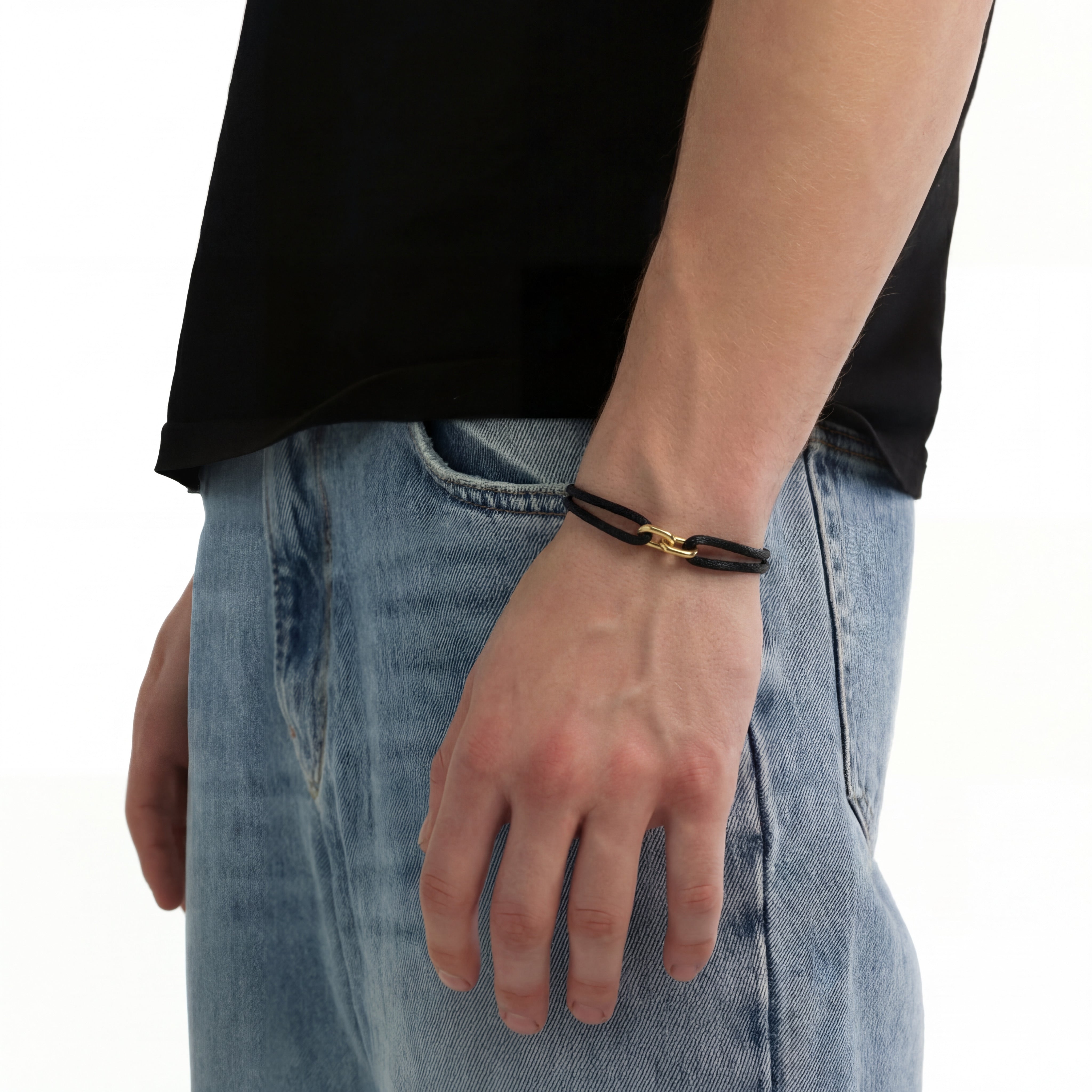 Cord Armband — Link Gold / Black