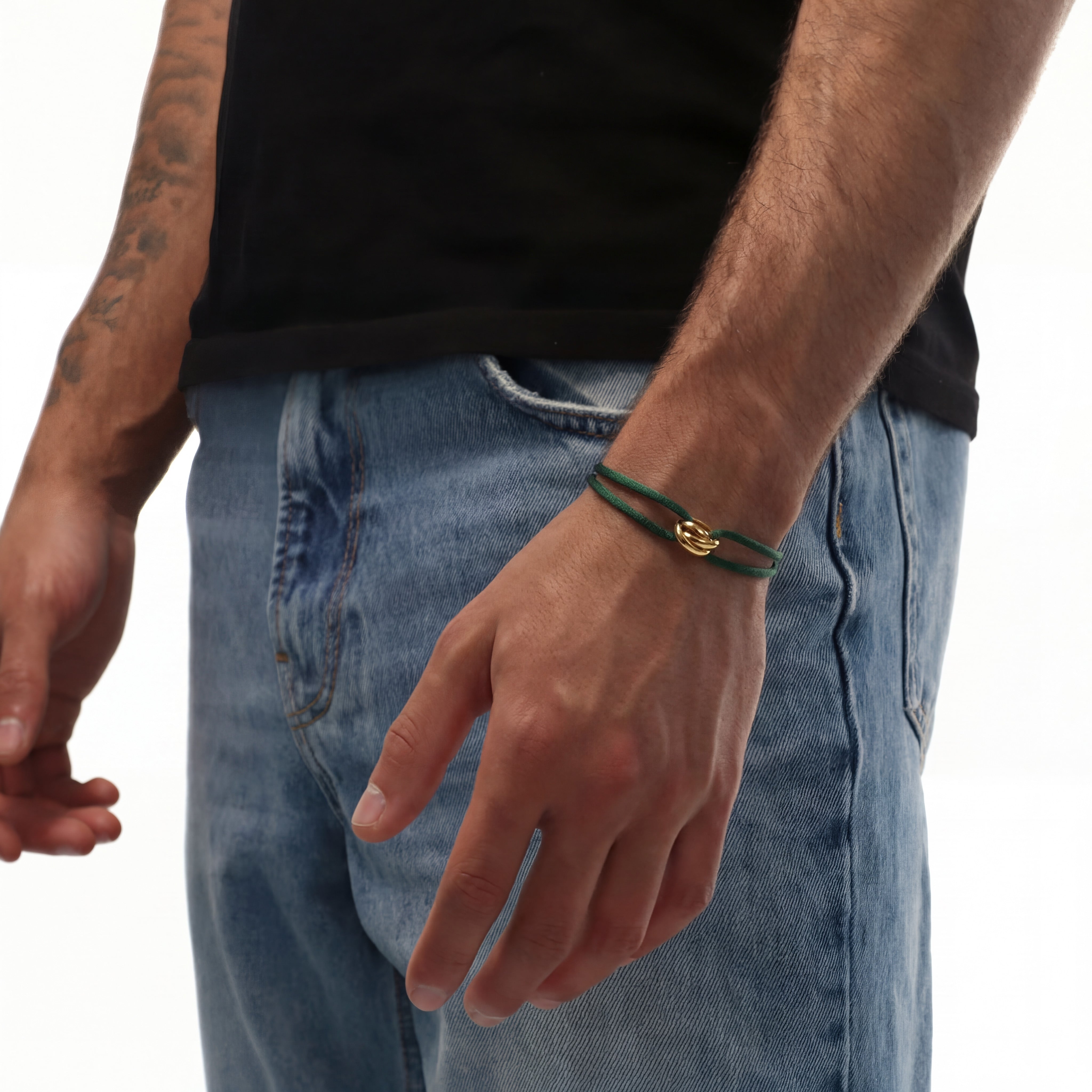 Cord Armband — Ring Gold / Forest Green