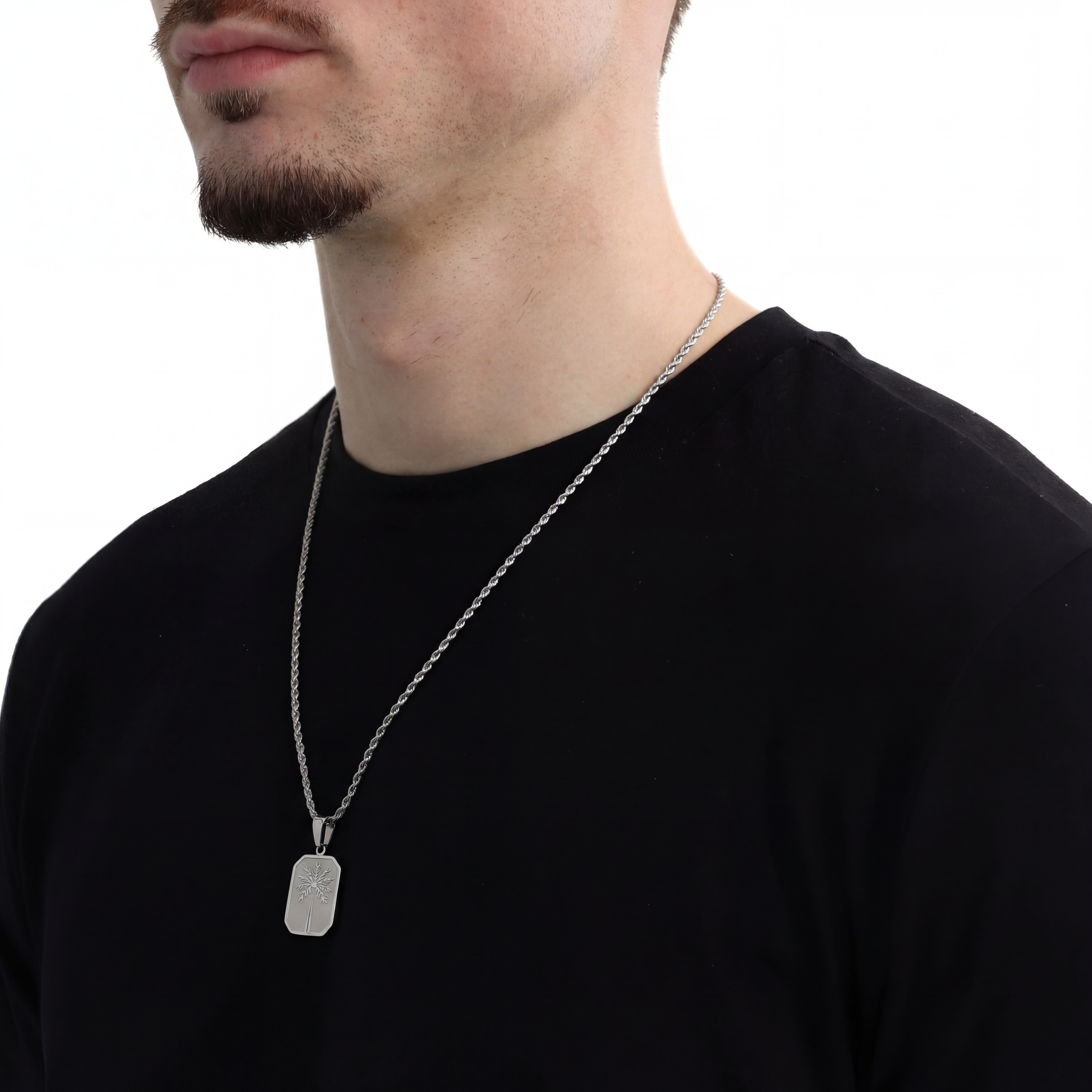 Palm Tree Hanger + Ketting (Zilver)