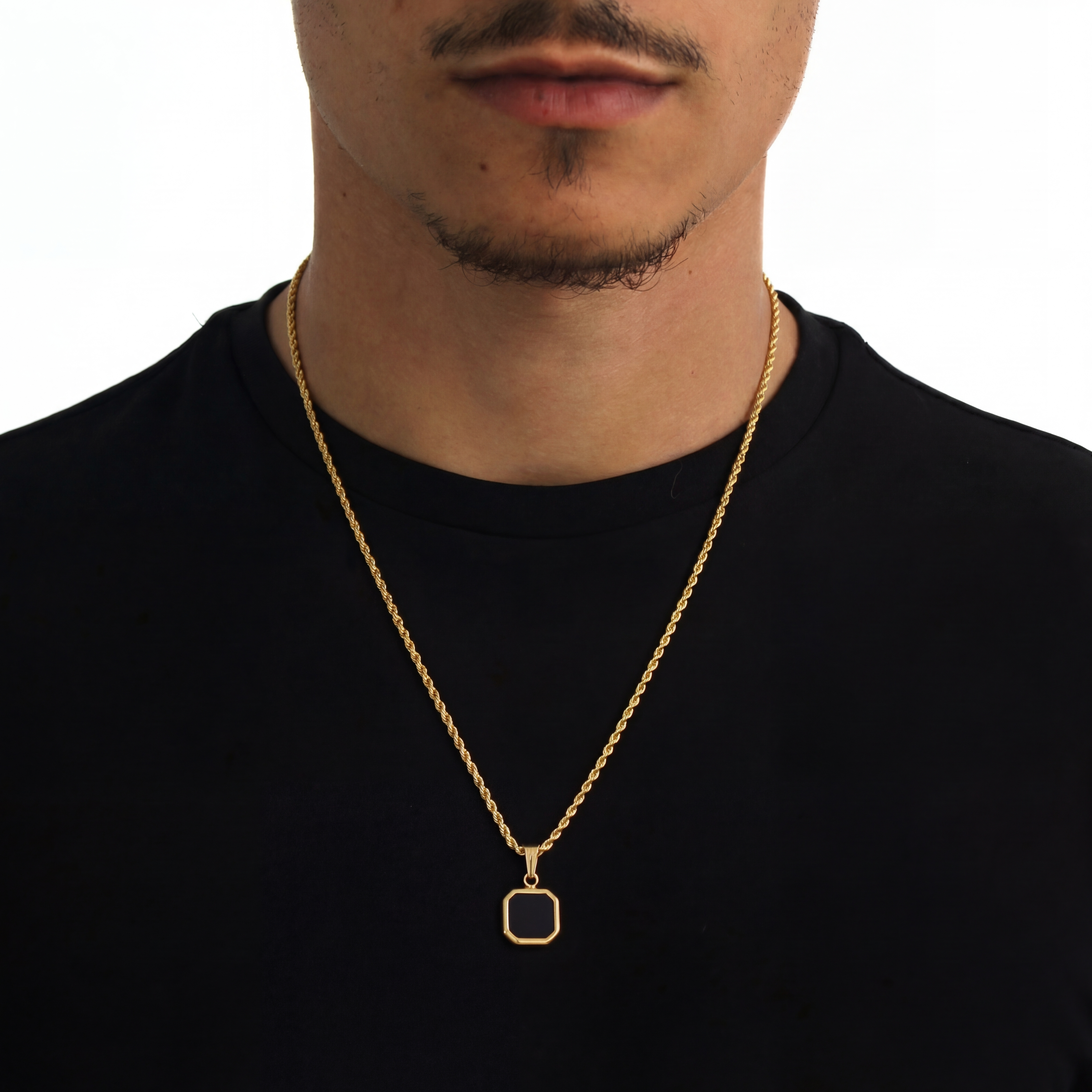Stone Black Hanger + Ketting (Goud)