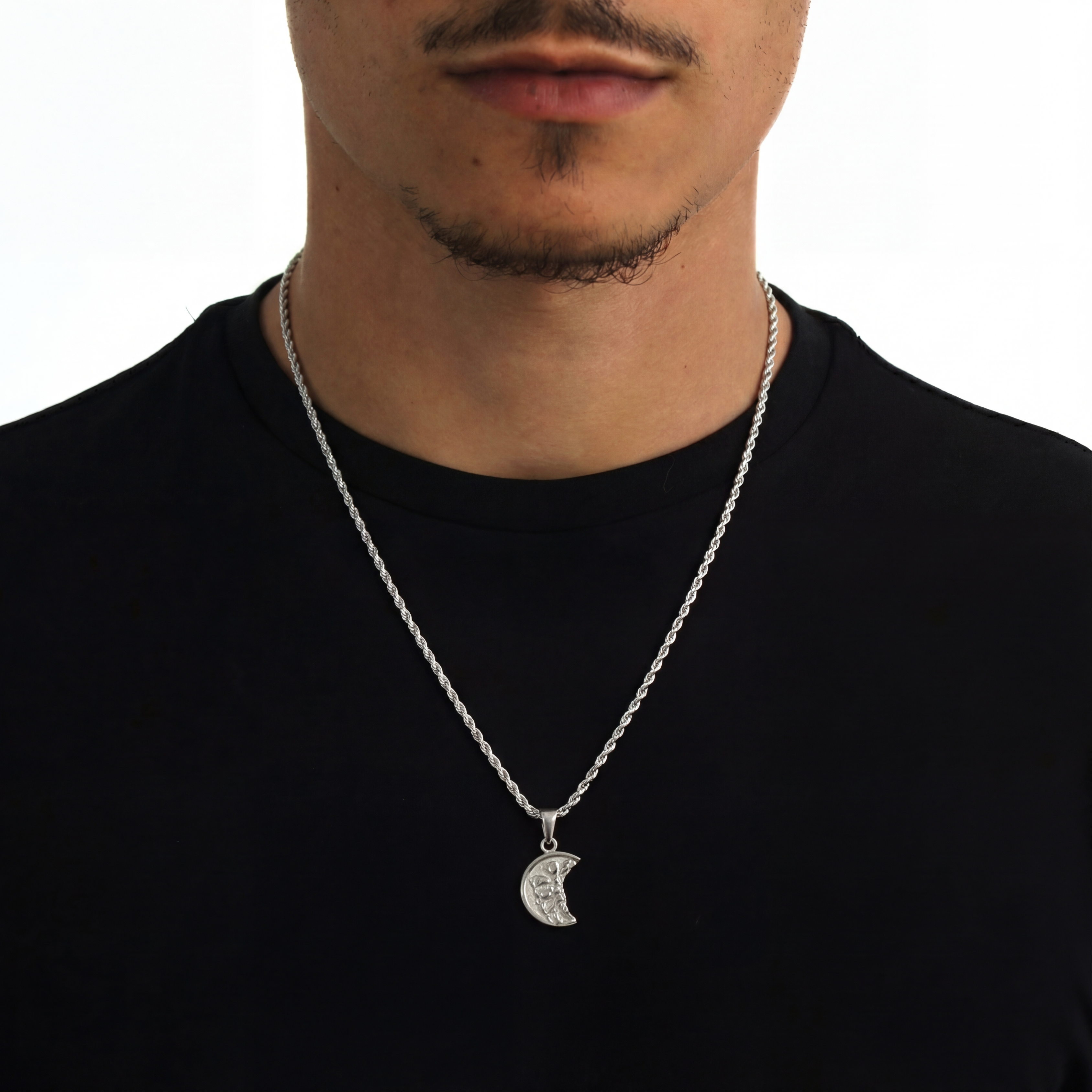 Broken Coin Pendant + Chain (Silver)