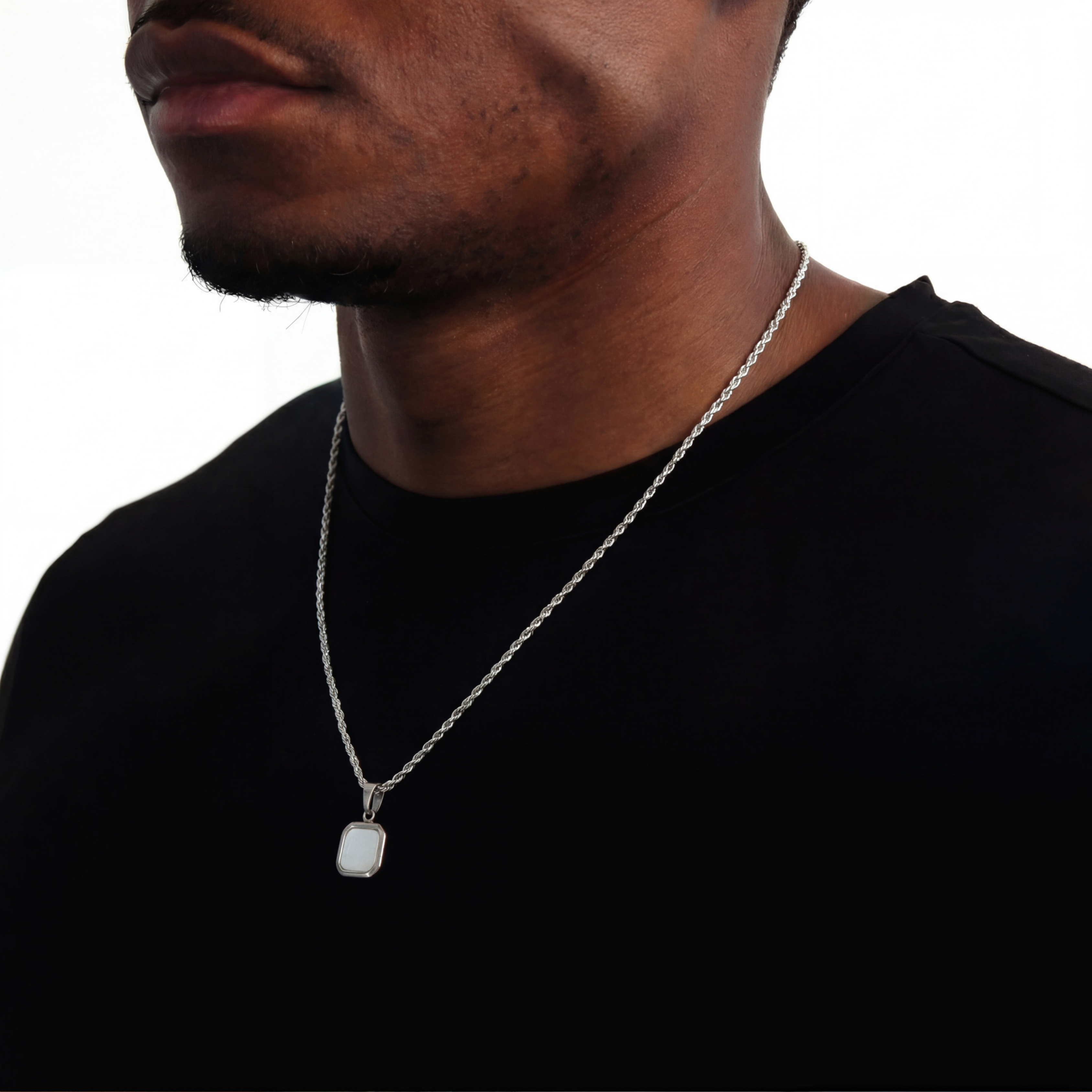 Stone Moon Hanger + Ketting (Zilver)