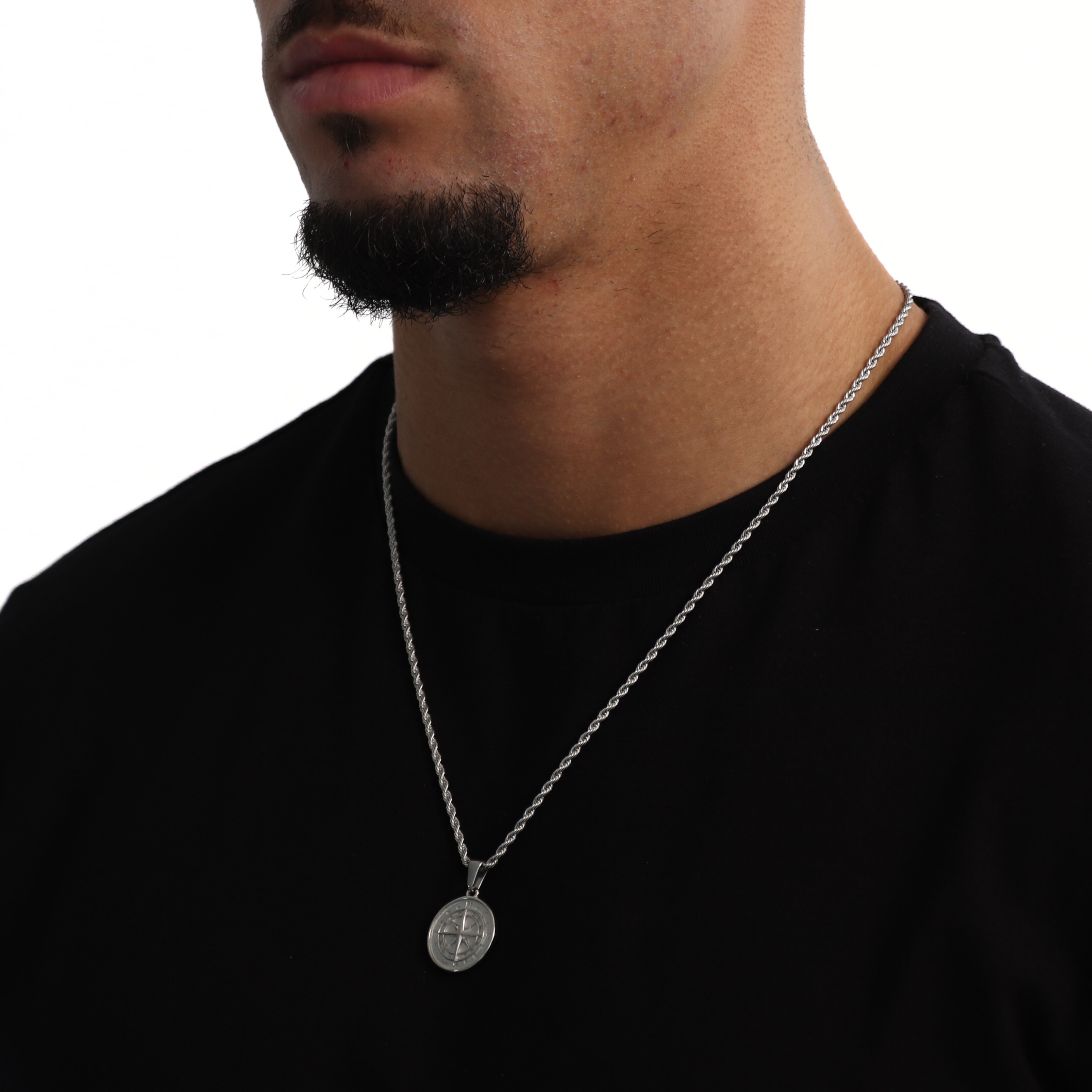 Compass Pendant + Chain (Silver)