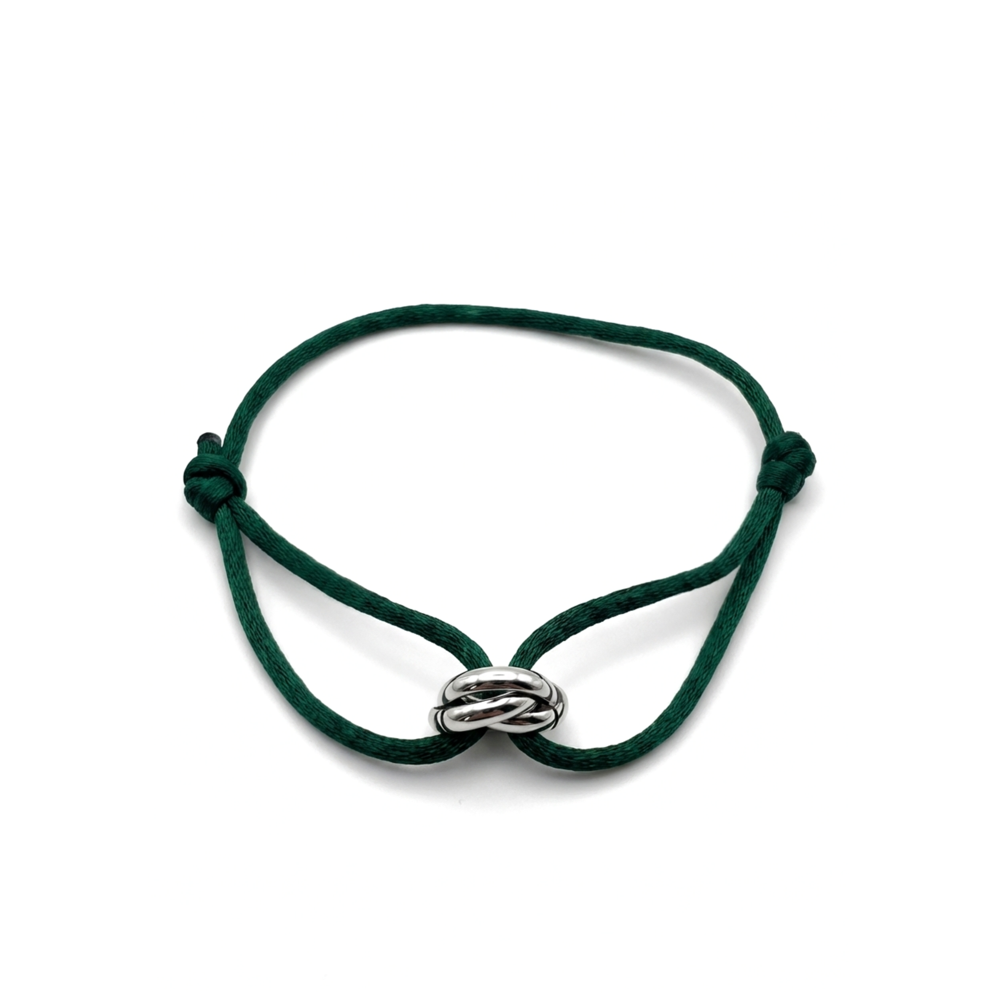 Cord Armband — Ring Silver / Forest Green