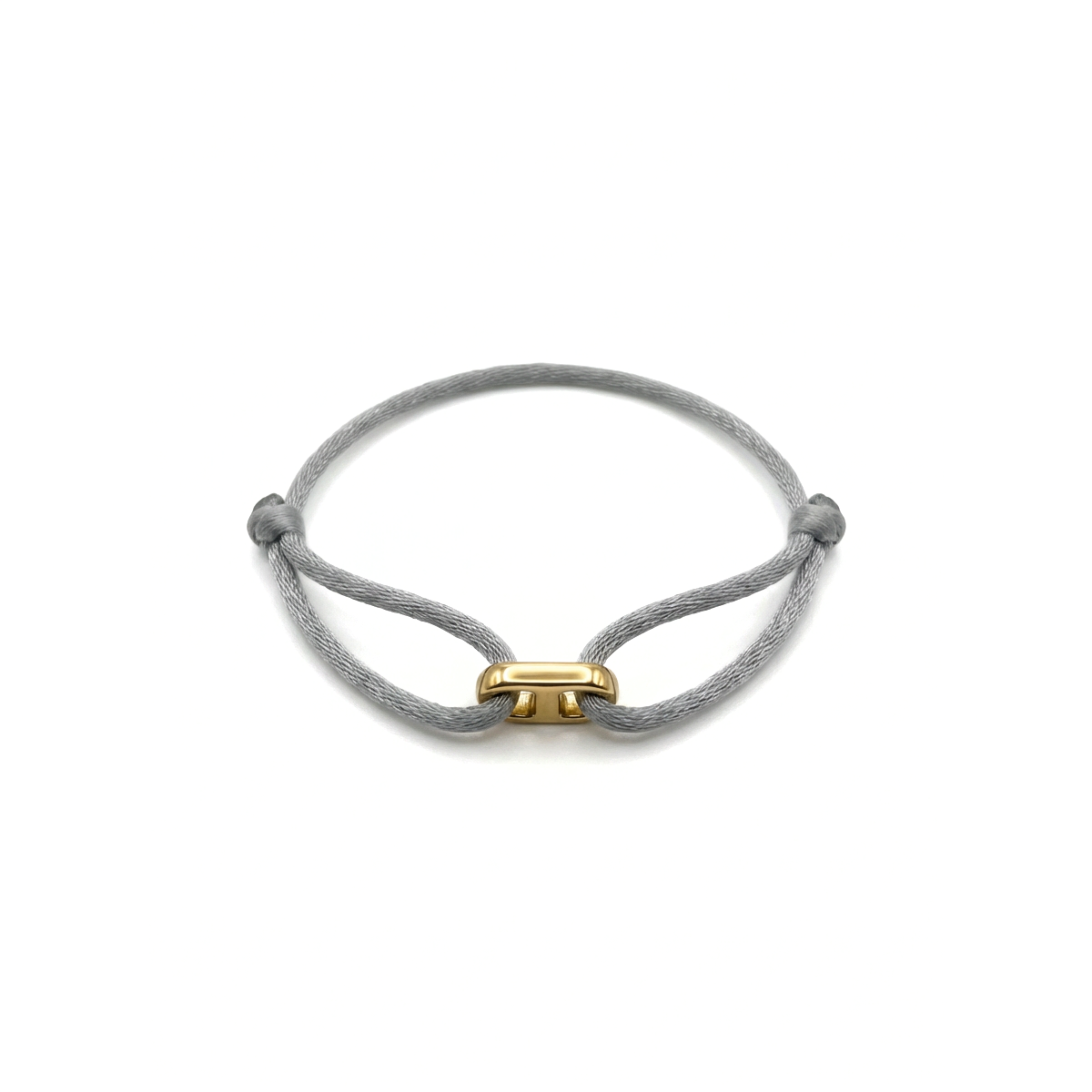 Cord Armband — Bar Gold / Grey