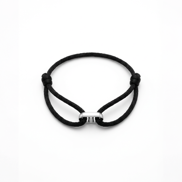 Cord Armband — Bar Silver / Black