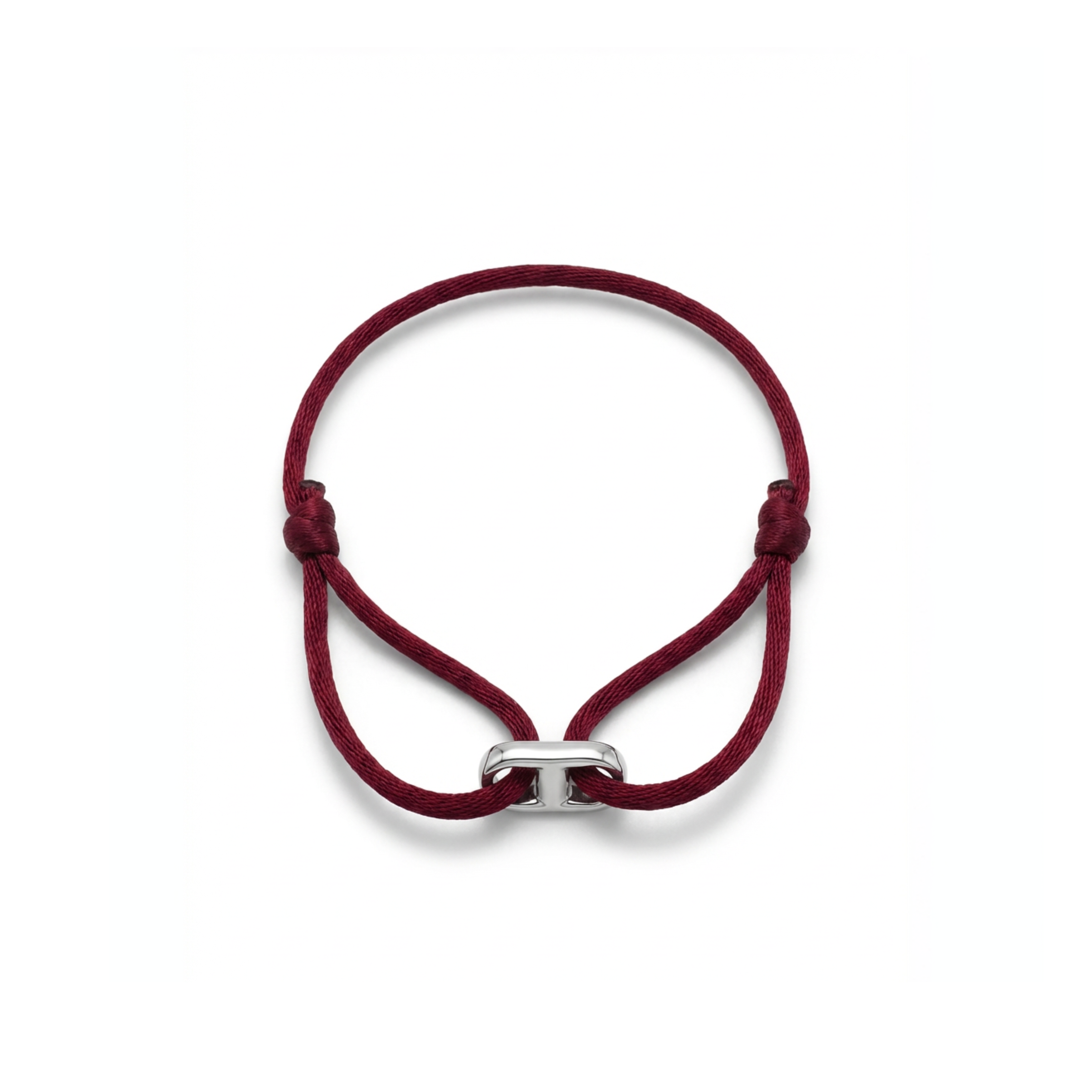 Cord Armband — Bar Silver / Burgundy