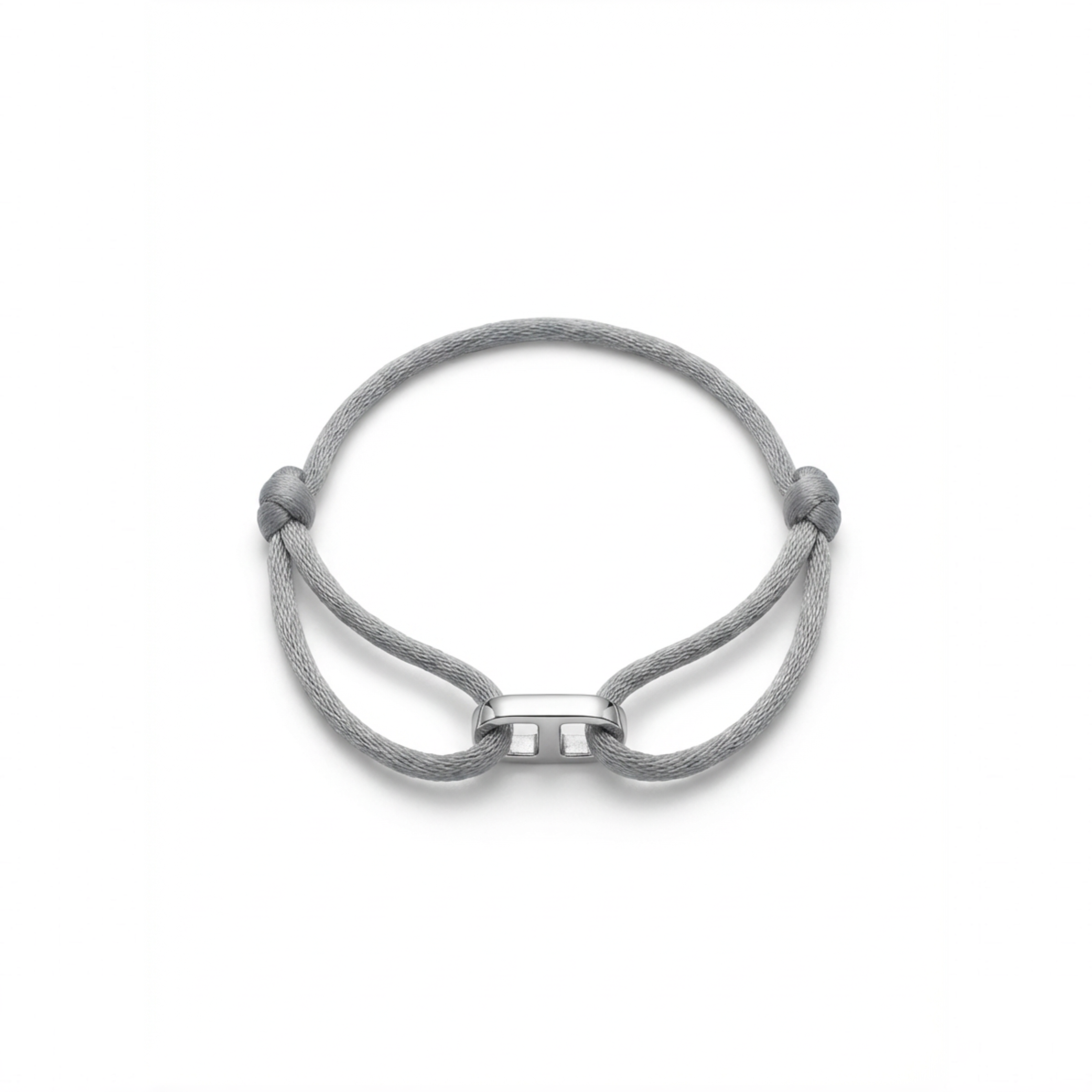 Cord Armband — Bar Silver / Grey