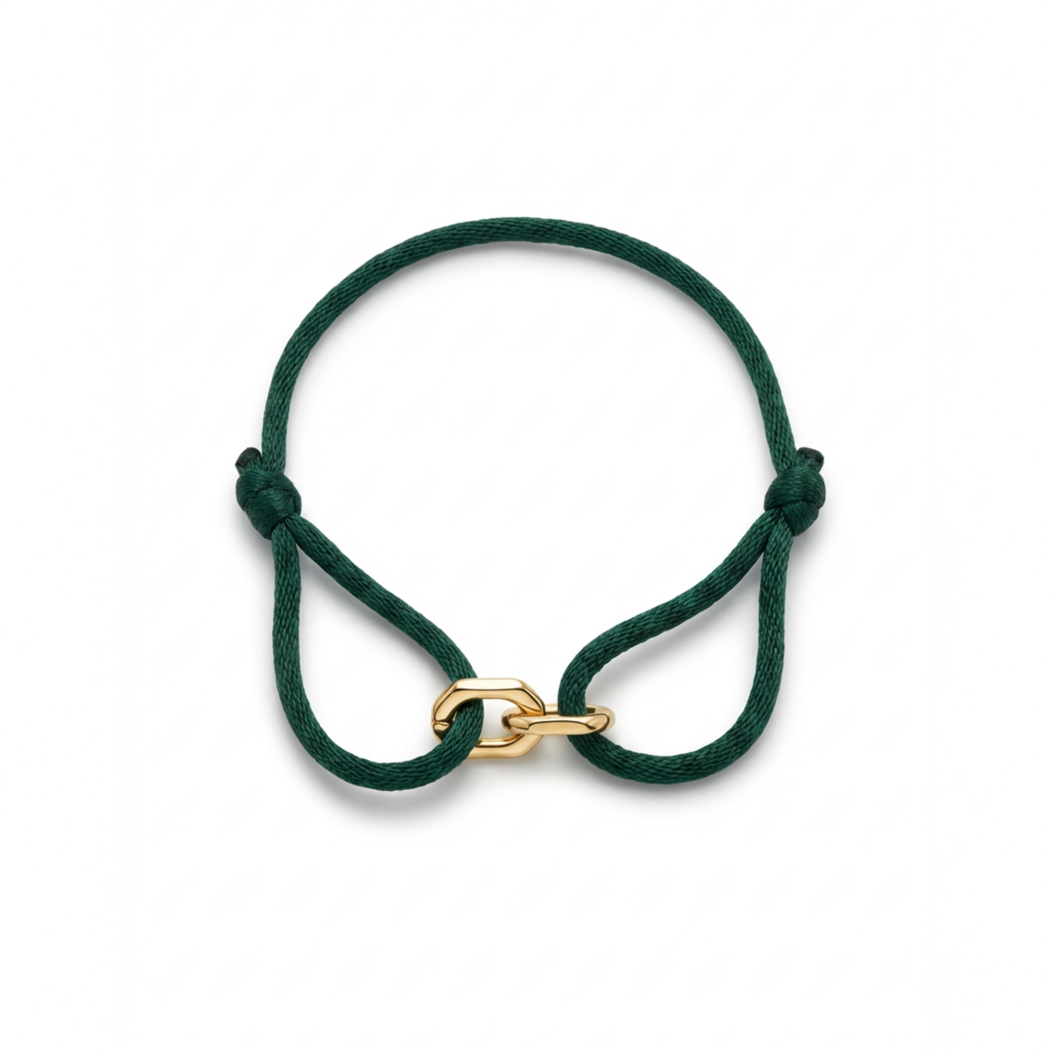 Cord Armband — Link Gold / Forest Green