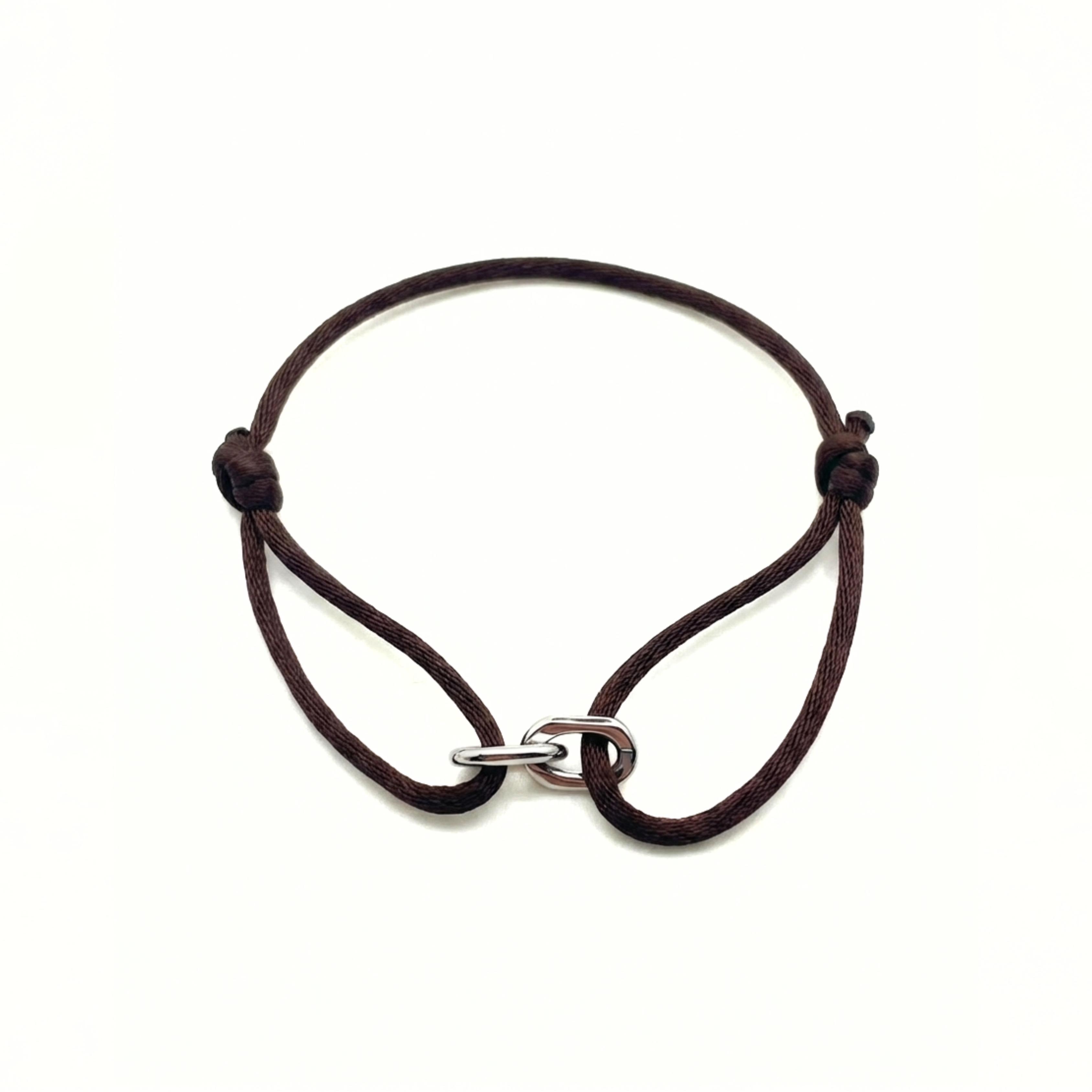 Cord Armband — Link Silver / Brown