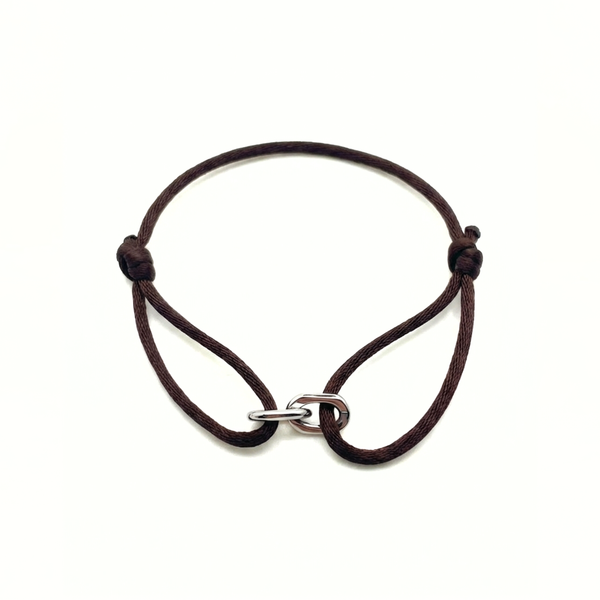 Cord Armband — Link Silver / Brown