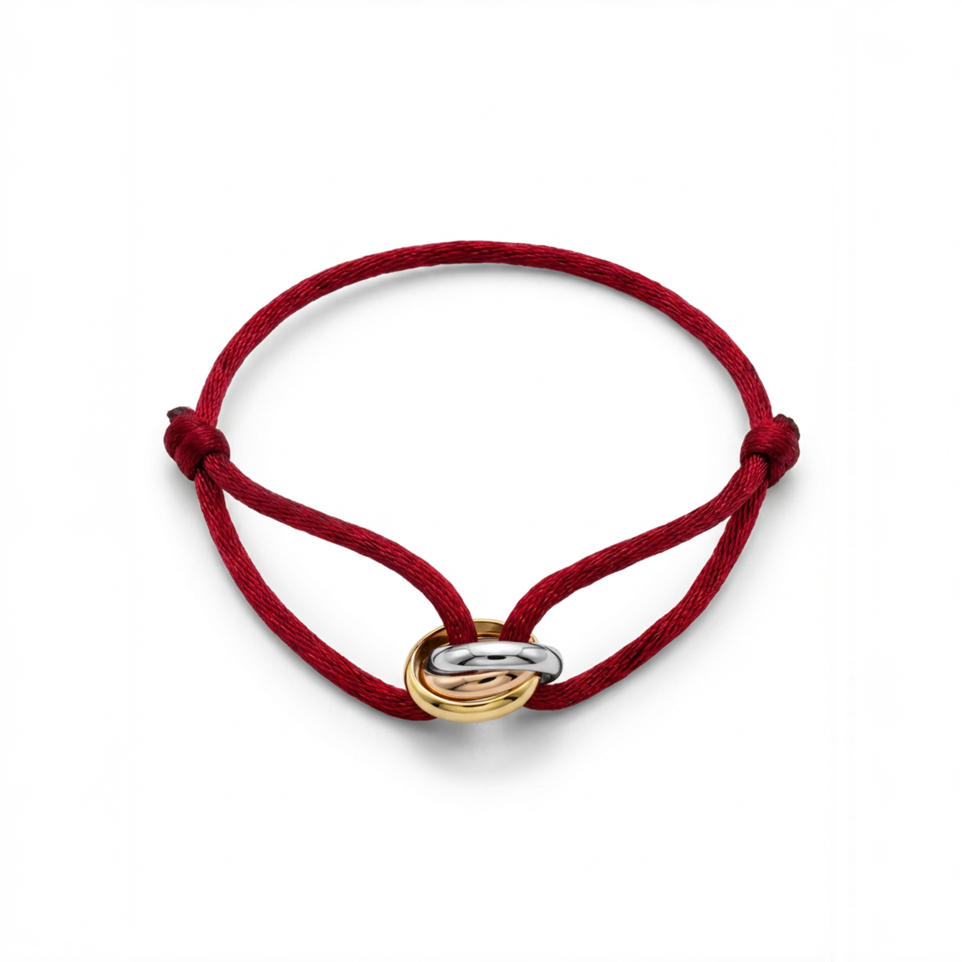 Cord Armband — Ring Tri-Tone / Burgundy
