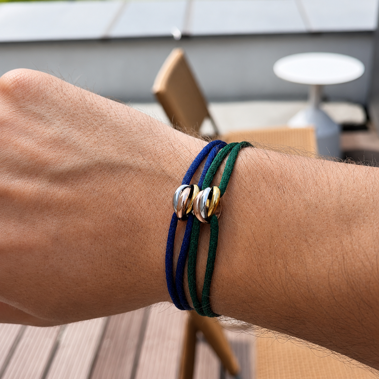 Cord Armband — Ring Tri-Tone / Forest Green