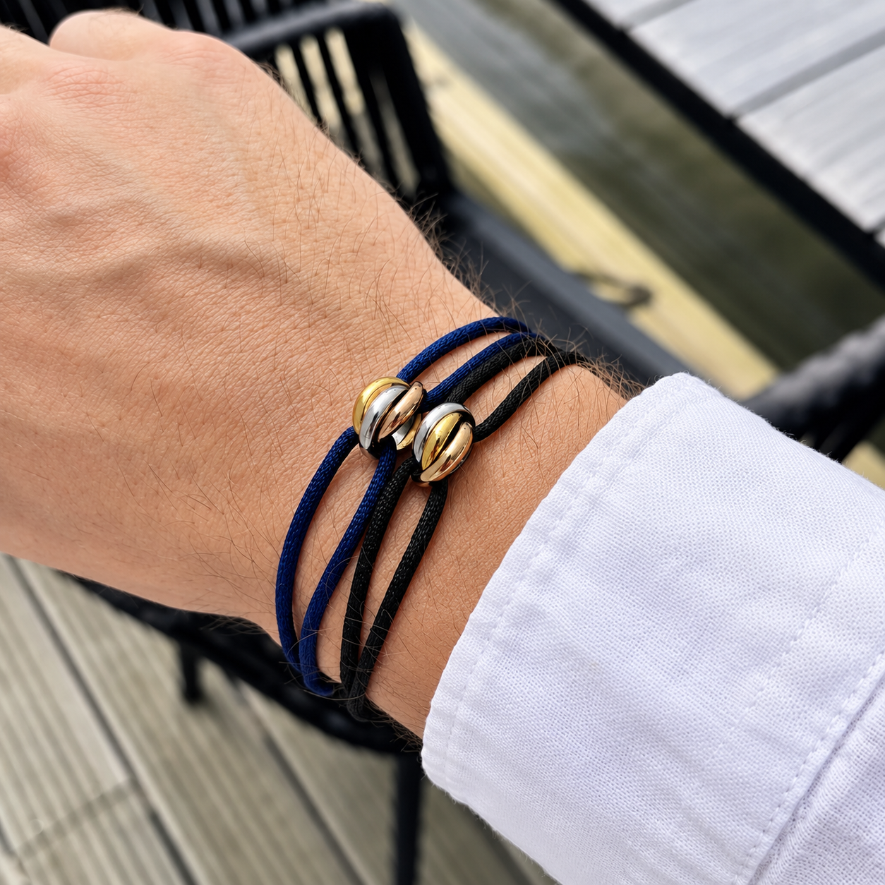 Cord Armband — Ring Tri-Tone / Black