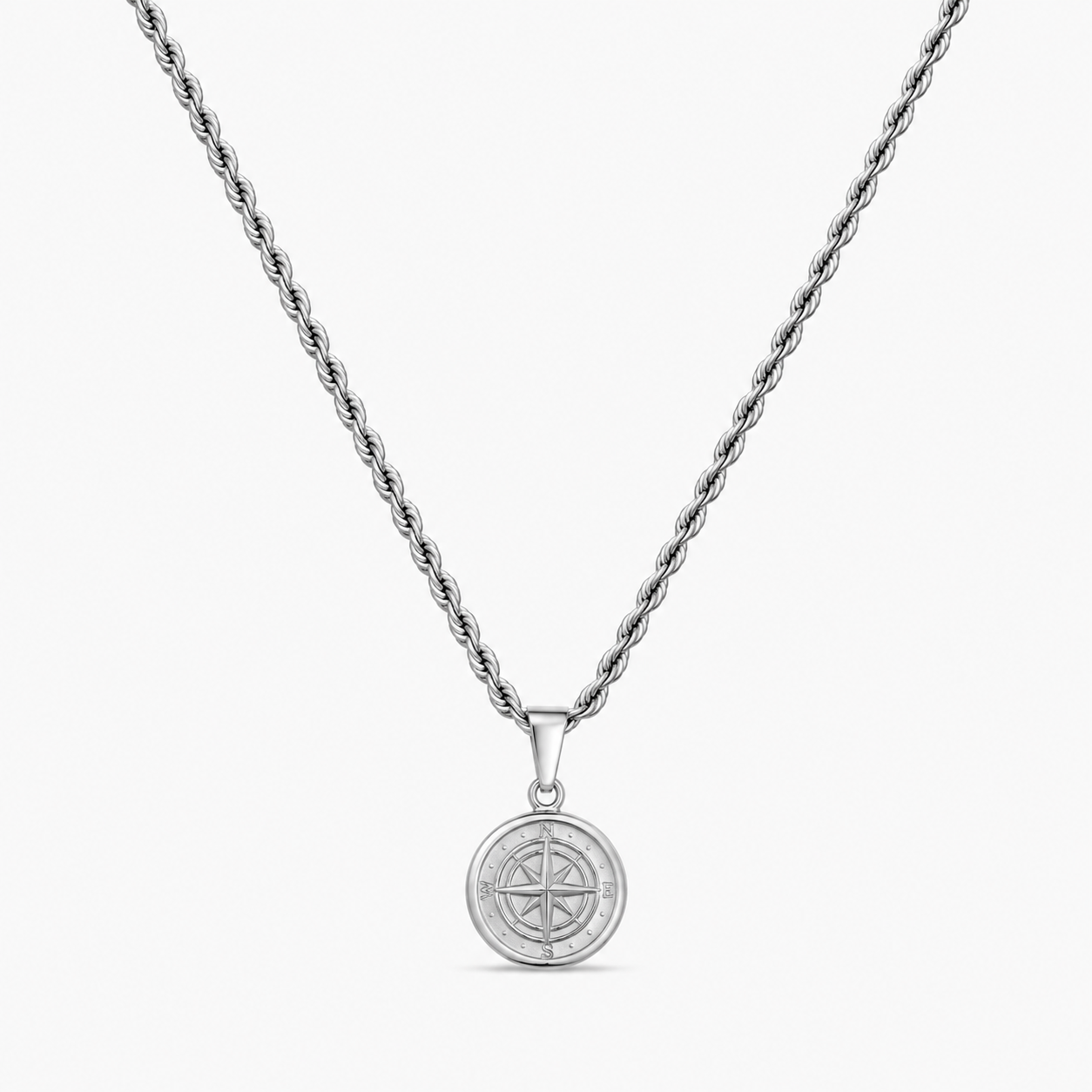 Compass Pendant + Chain (Silver)