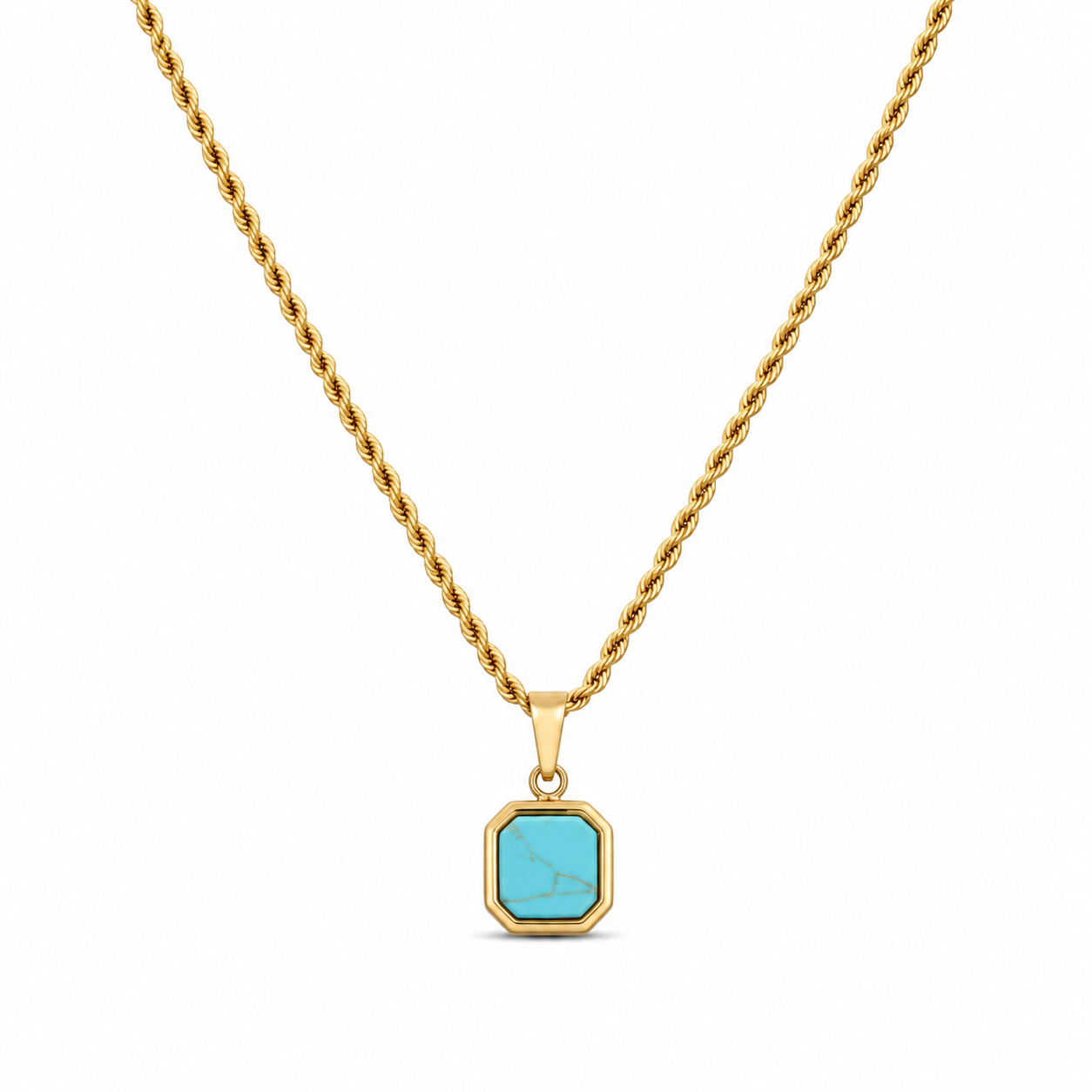 Stone Turquoise Hanger + Ketting (Goud)
