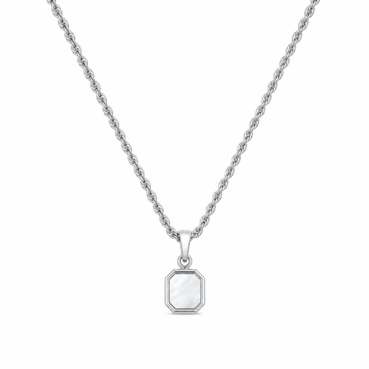 Stone Moon Pendant + Chain (Silver)
