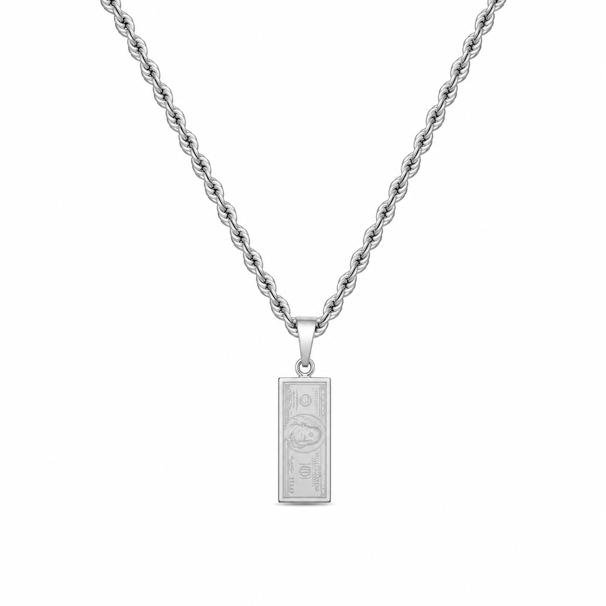 Dollar Pendant + Chain (Silver)