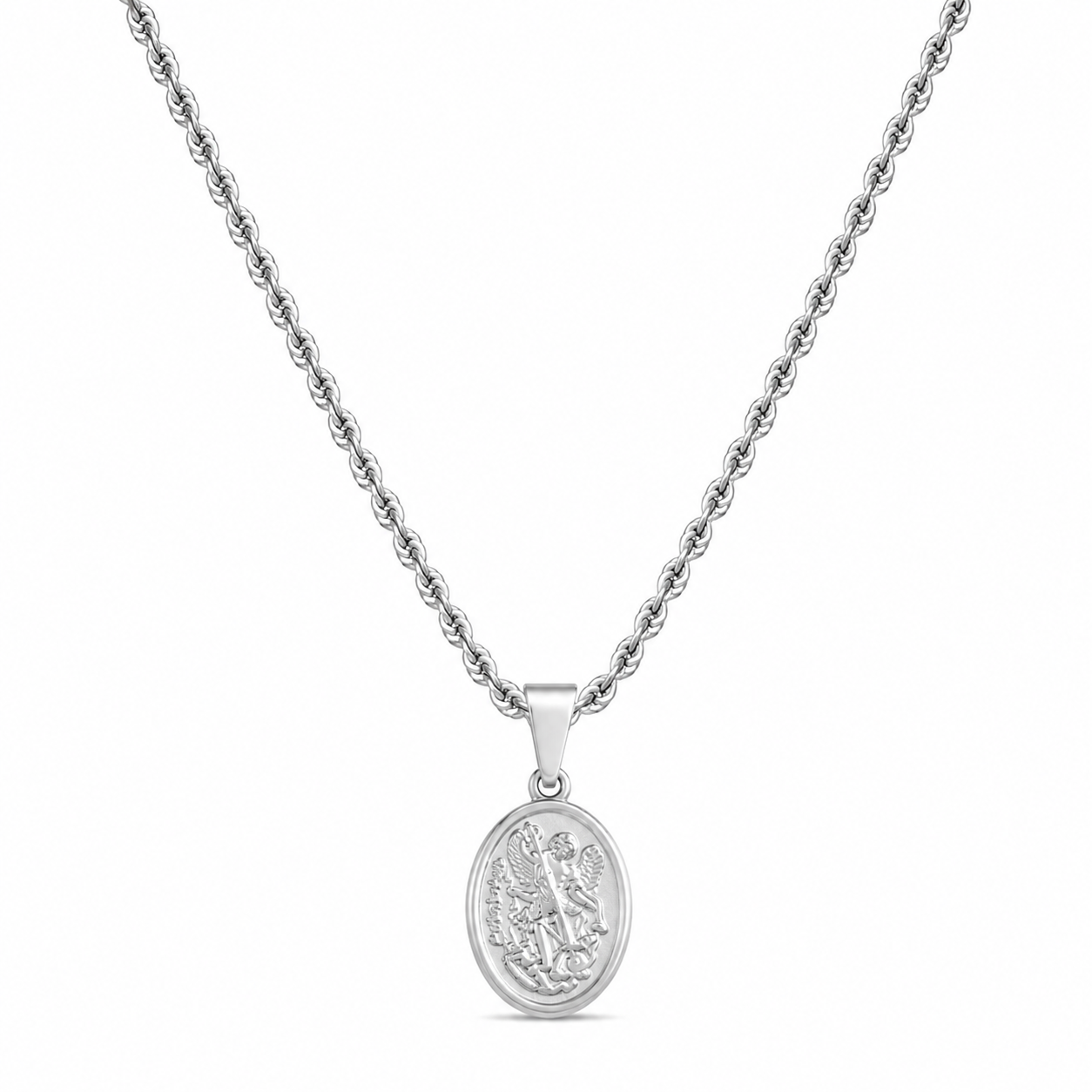 St. Michael Hanger + Ketting (Zilver)