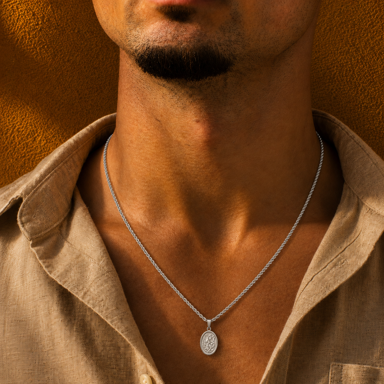 St. Michael Hanger + Ketting (Zilver)