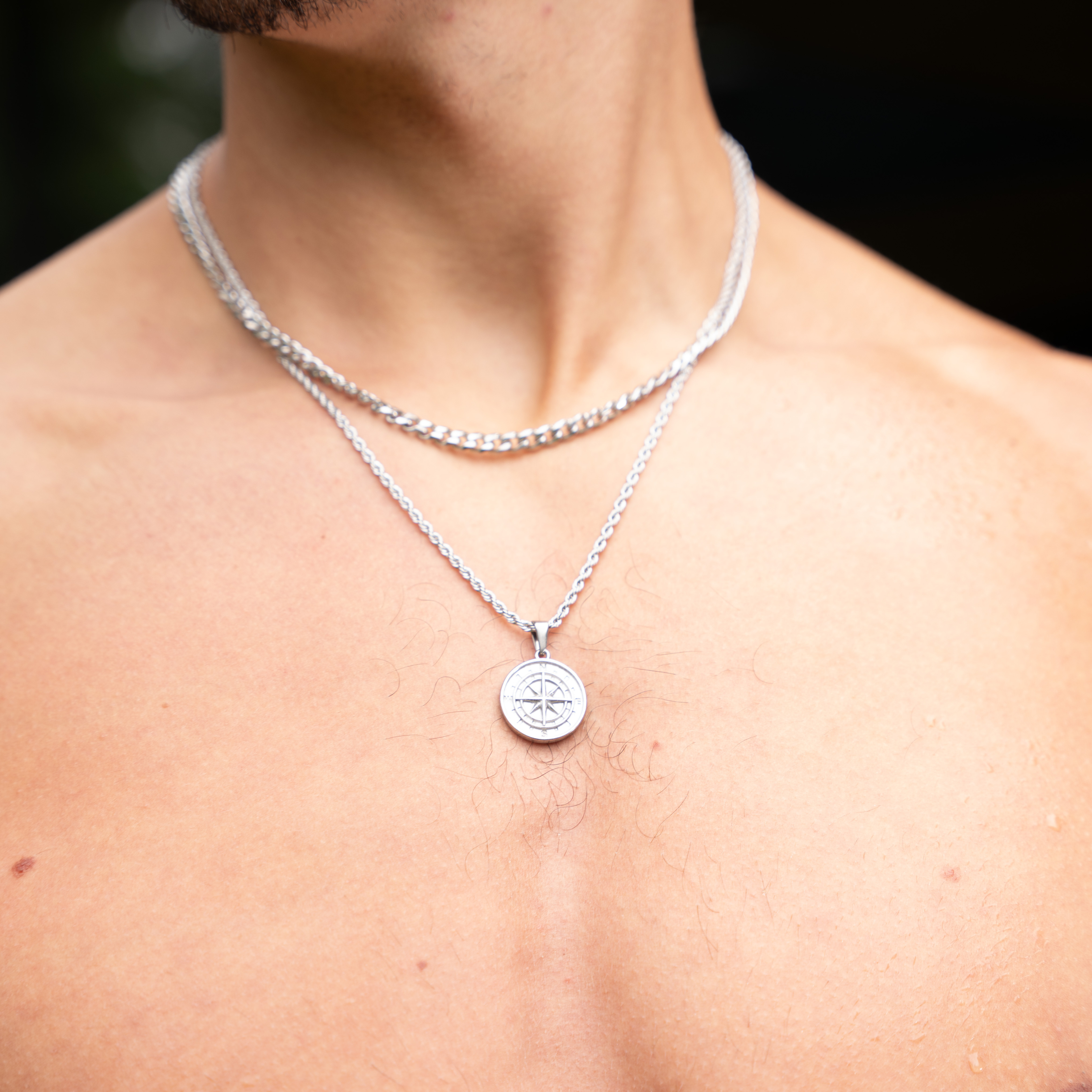 Compass Hanger + Ketting (Zilver)