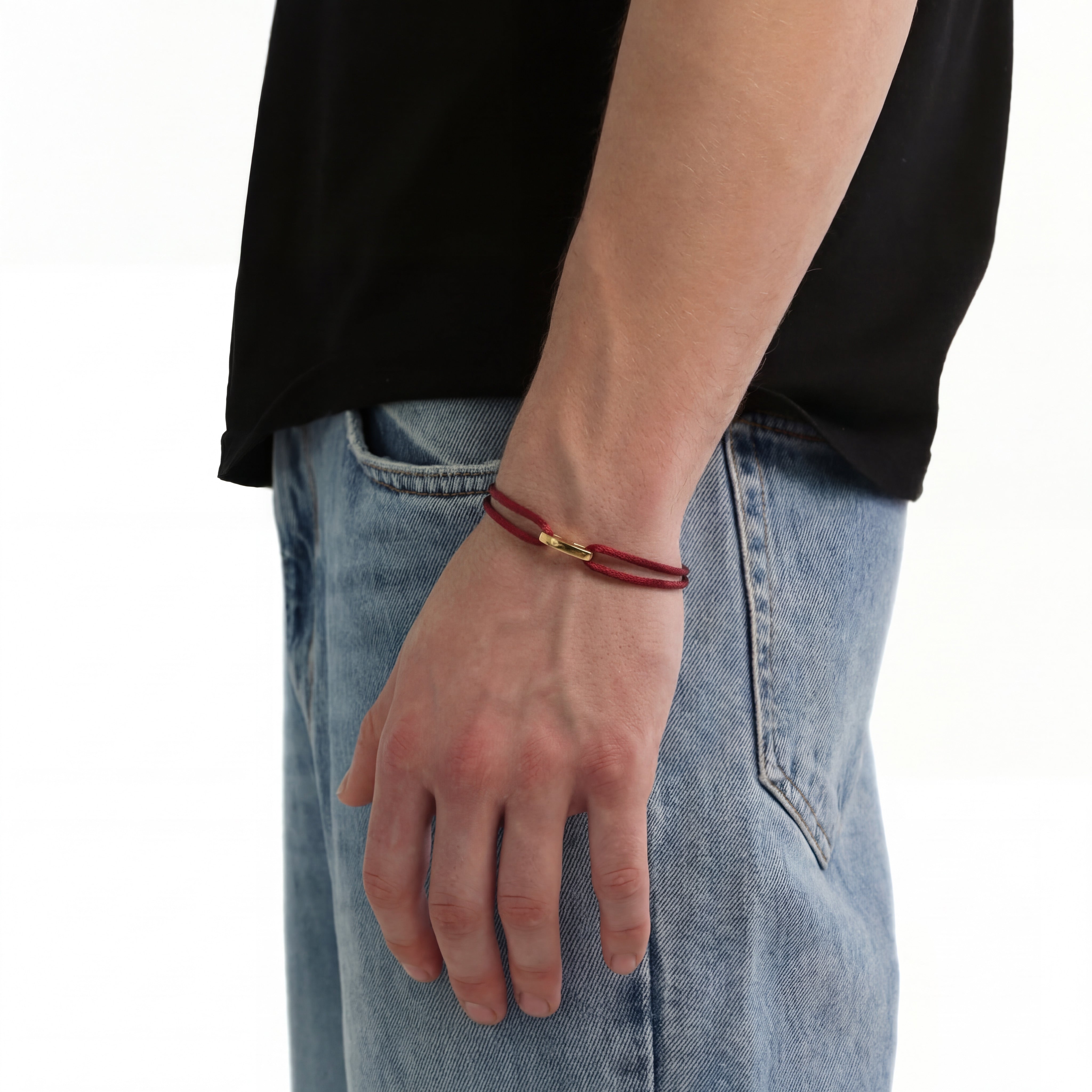 Cord Armband — Bar Gold / Burgundy