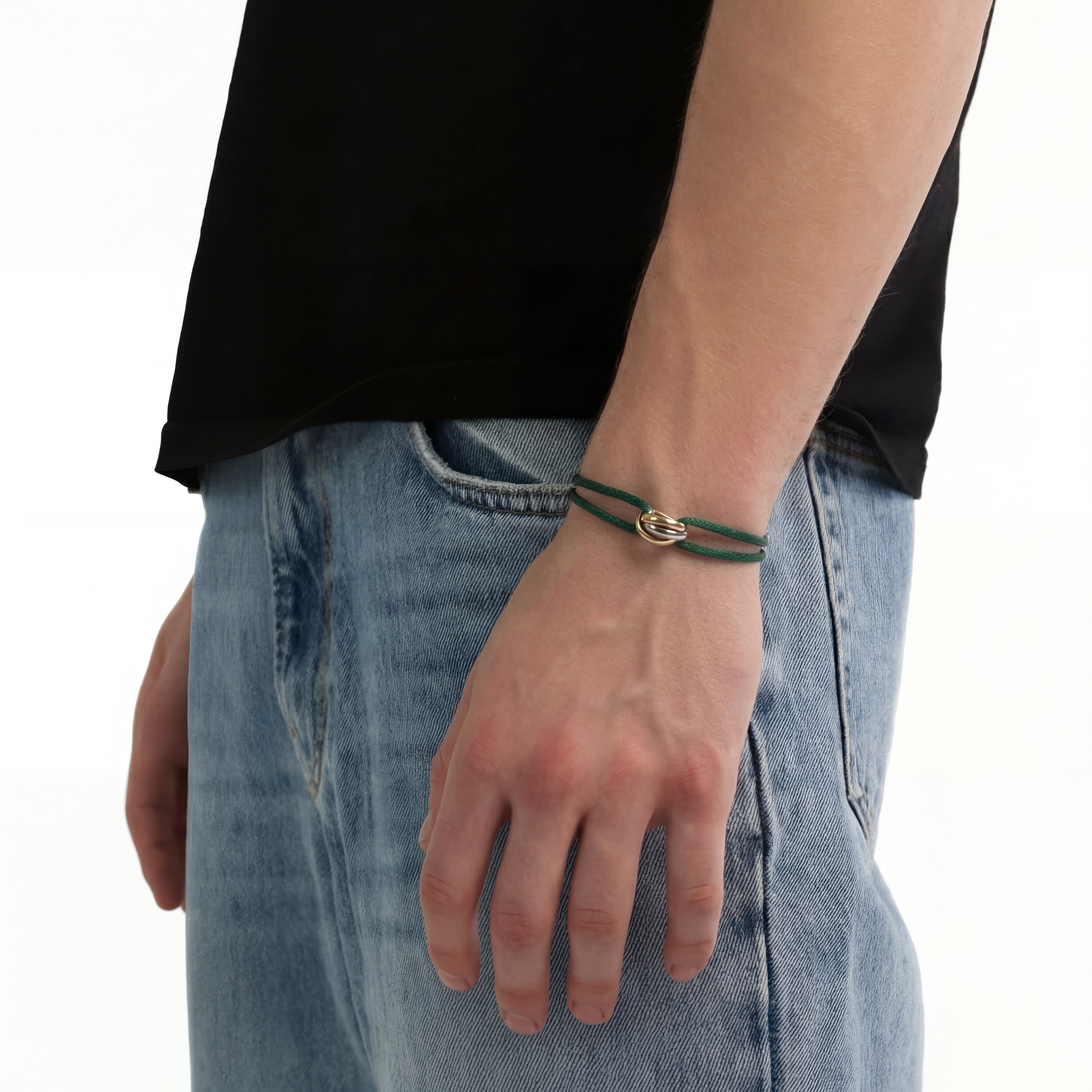 Cord Armband — Ring Tri-Tone / Forest Green
