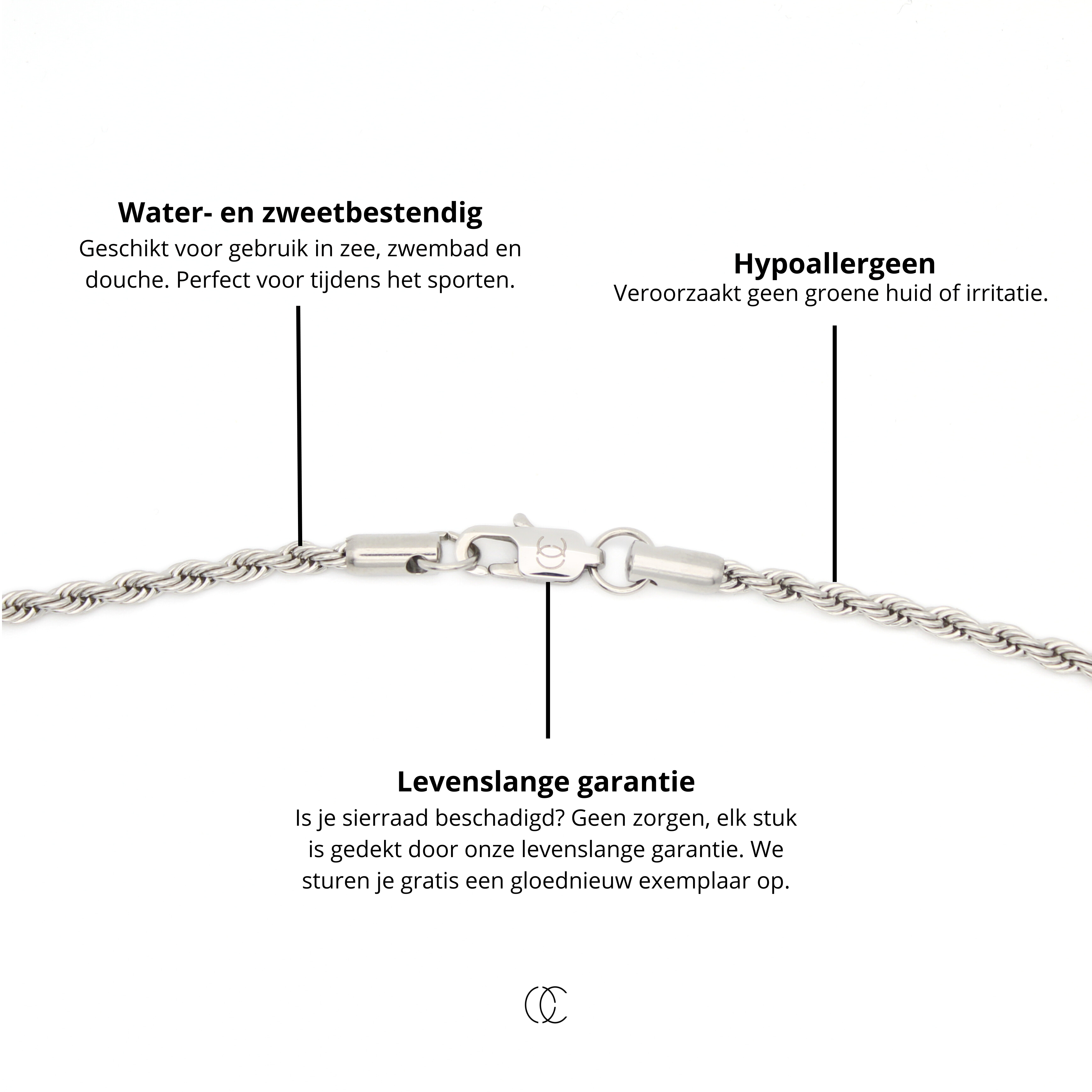 Clean Rope Ketting 3mm (Zilver)