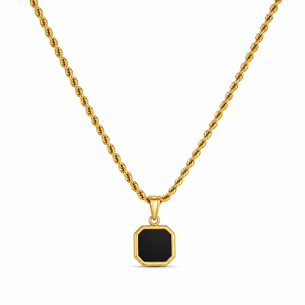 Stone Black Hanger + Ketting (Goud)